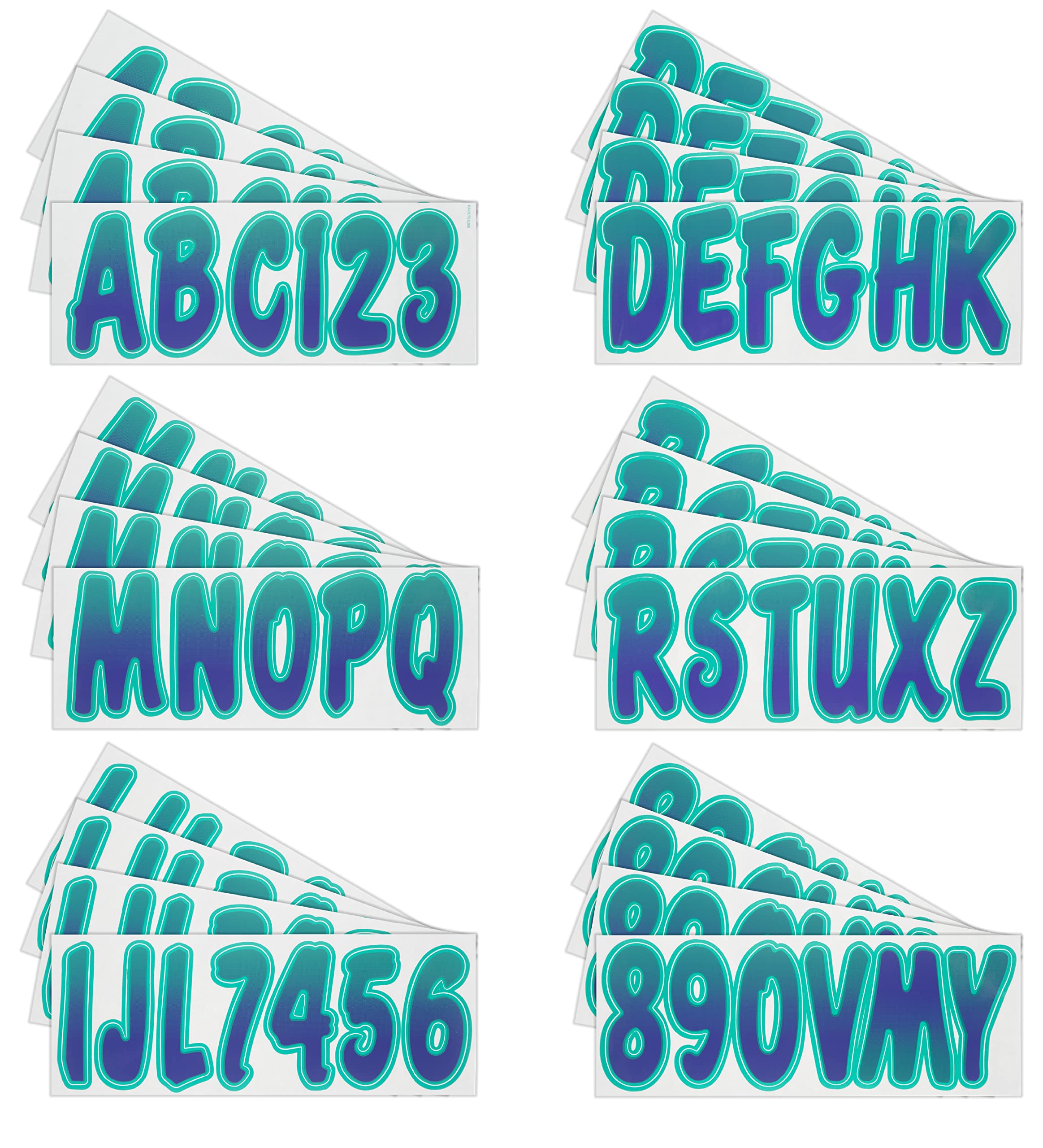 Hardline Products Series 200 Factory Matched 3-Inch Boat & Pwc Registration Number Kit, Purple/Teal - Puteg200