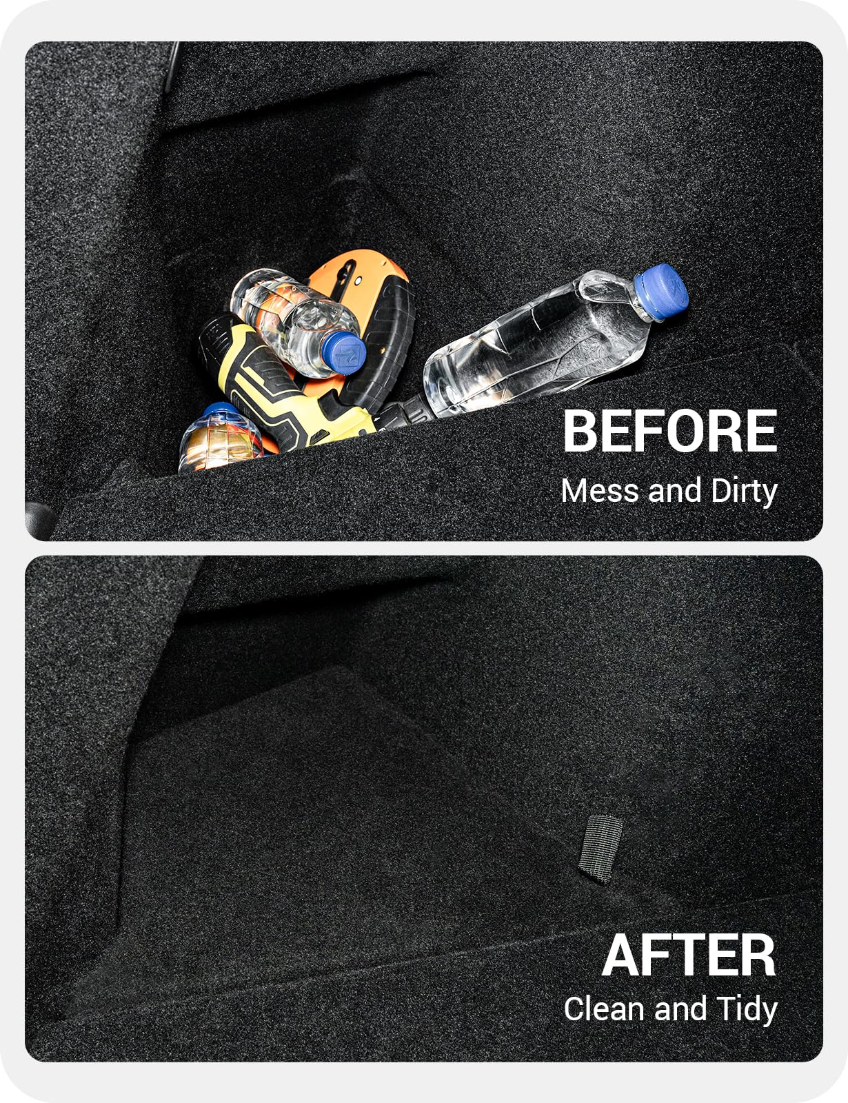 Basenor 2025 2026 Tesla Model Y Trunk Storage Bins, Trunk Organizer With Carpeted Lid, Rear Trunk Side Storage Box For Model Y R