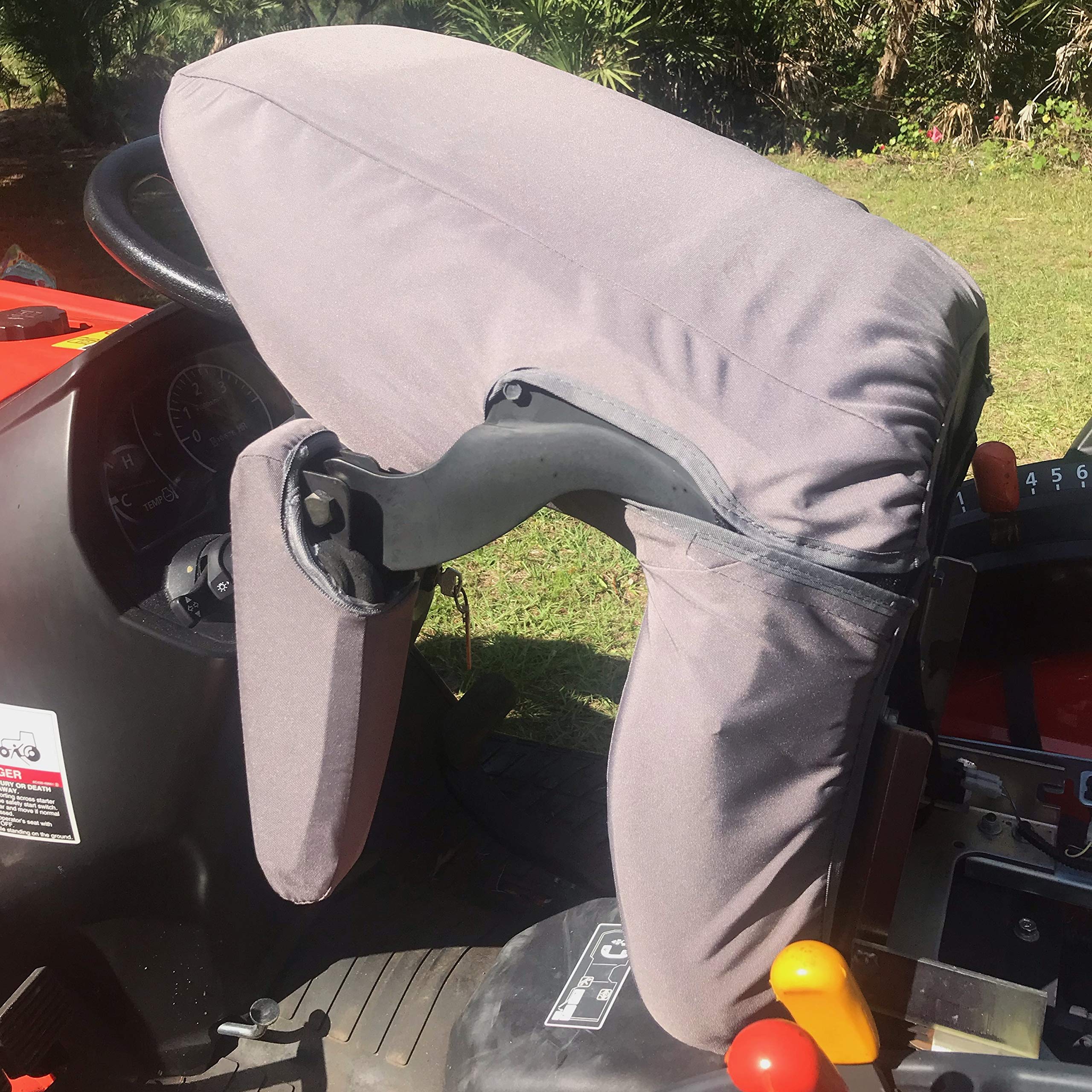 Durafit Seat Covers, Custom Fit Kubota Seat Covers for Tractor B2301 B2601 (KU25 C8 Gray) Zero Turn Z223 with armrests.