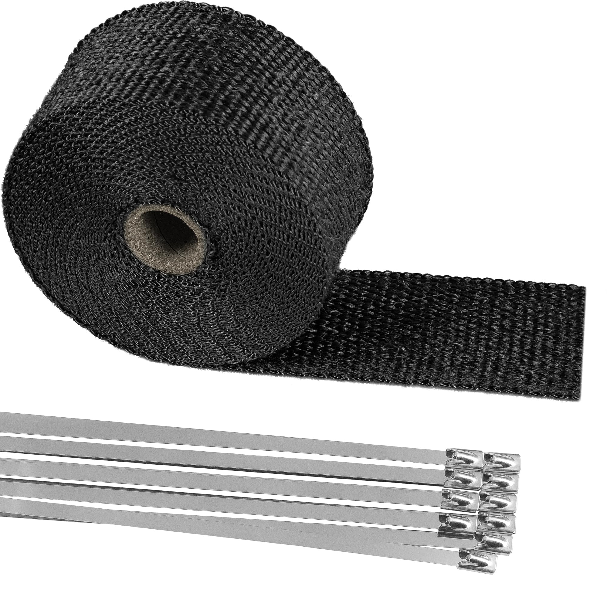 Deecam Exhaust Heat Wrap, 2 ' ' X 33 ' Black Exhaust Header Wrap Tape Kits, Heat Wrap For Exhaust Pipes With 10 Stainless Steel