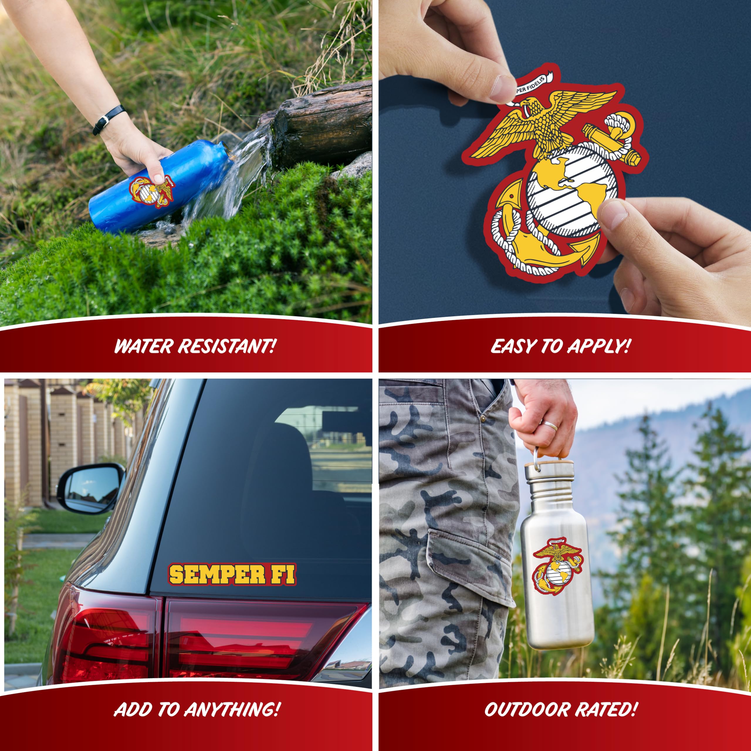 Decalcomania United States Marine Corps - Semper Fi Set Of 4 Usmc Vinyl Decals For Cars And Truck Military Stickers