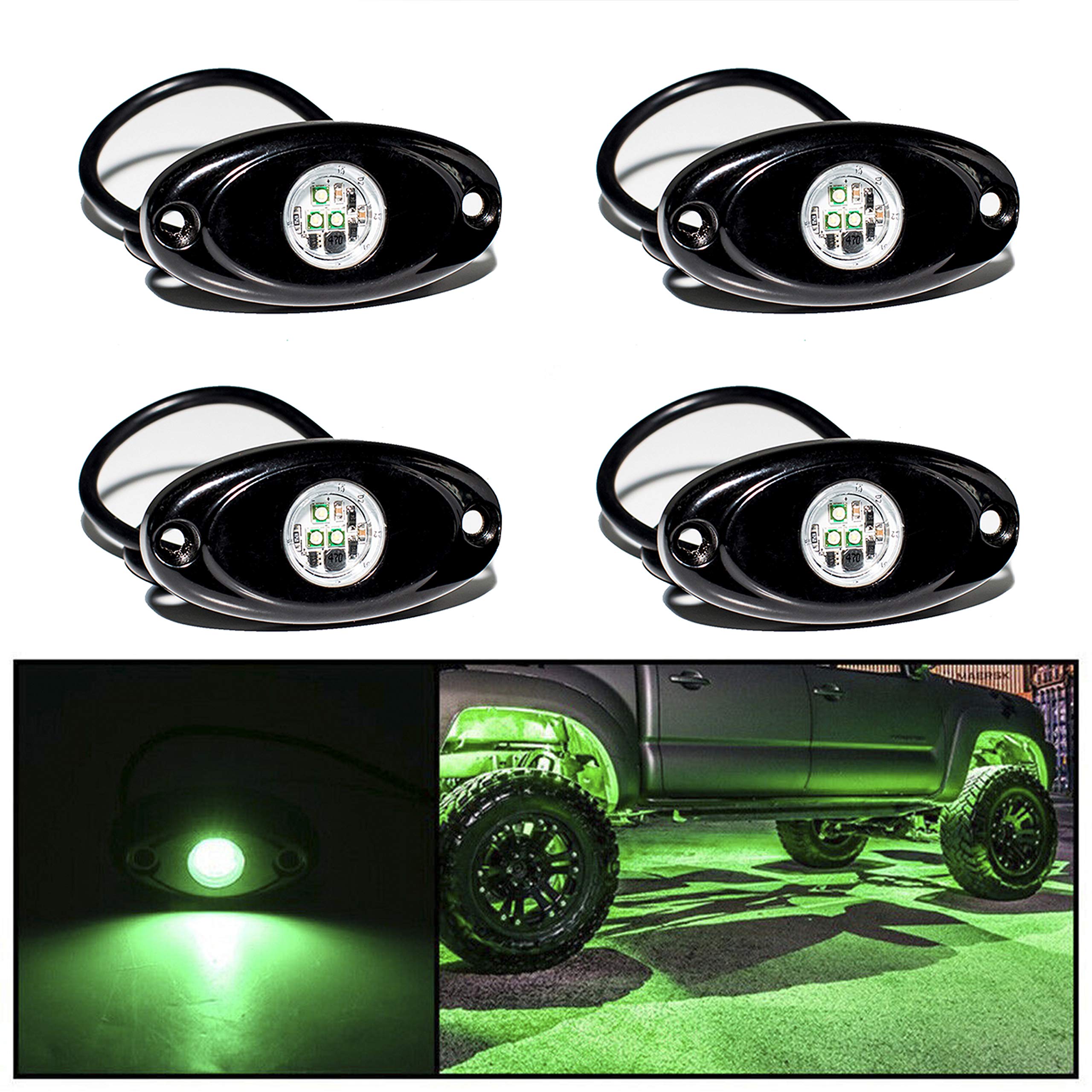 Yoneda Rock Lights For Trucks(4 Pods Green)