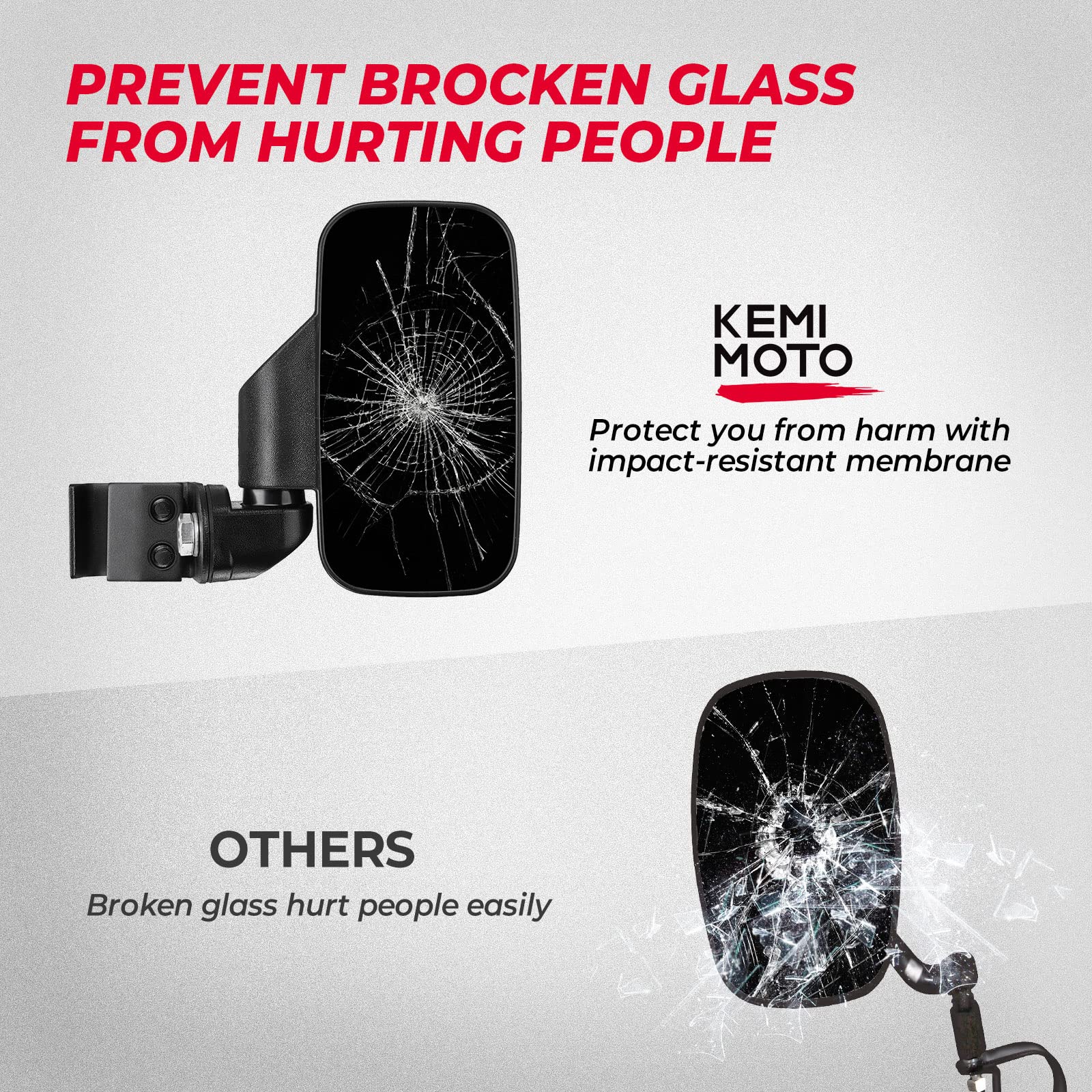 Kemimoto Utv Side Mirrors Pro-Fit Mirrors Are Compatible With Polaris Ranger General Can-Am Defender Maverick Trail Cfmoto Uforce W/Profiled Tube Adjustable Rear View Mirror With Seat Belt Bypass