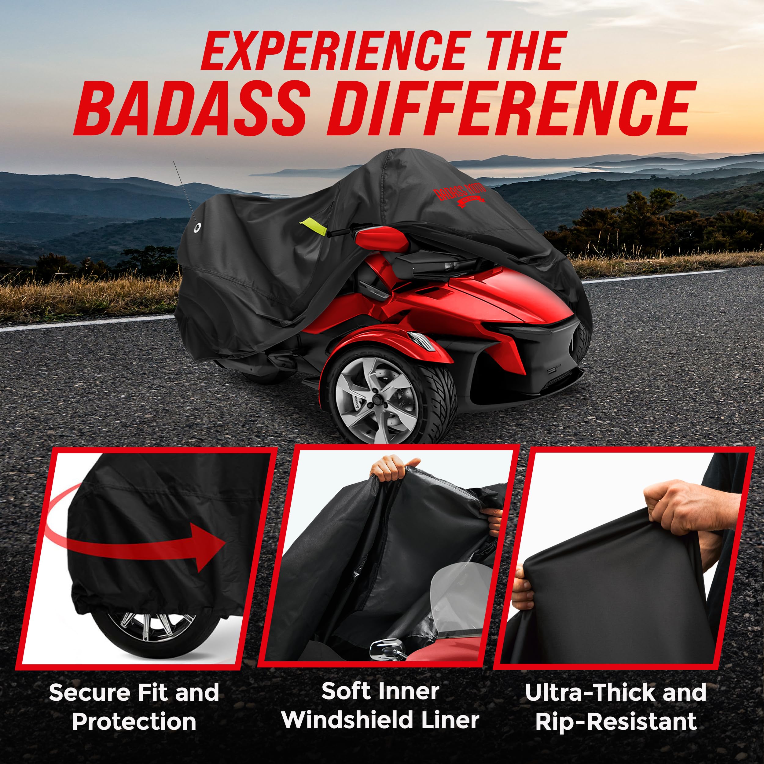 Badass Moto for Can Am Spyder Cover RT Limited. 2020-2025 Heavy Duty Cover for Waterproof Outdoor Storage Fits 2020-2025 Can Am