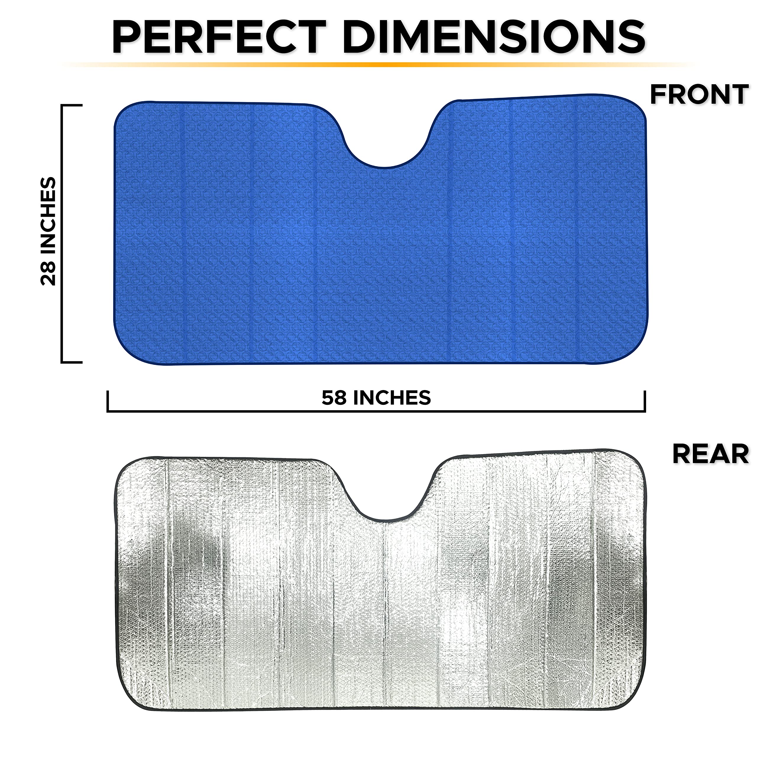 Econour Accordion Windshield Sun Shade (Blue) | Reflective Car Window Shades For Front Window Keeps Sun And Heat Out | Sun Visor For Car Windshield Controls Car Interior Temperature | 58 X 28 Inches