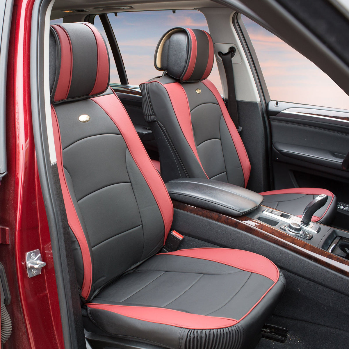 Fh Group Front Set Faux Leather Car Seat Cover Cushions For Low Back Seat, Universal Fit, Airbag Compatible Seat Cover For Suv,