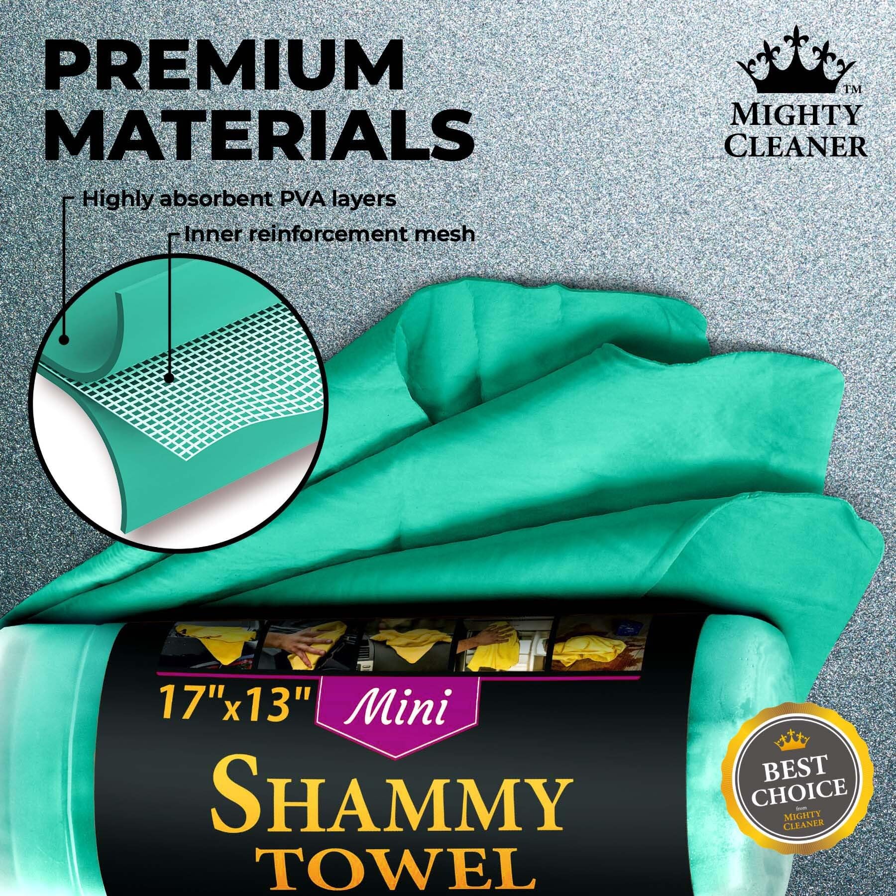 Premium 2Pk Mini +1 Free Shammy Cloth For Car Drying - (17   X13   ) - Super Absorbent Chamois Towel For Car - Reusable Shammy T