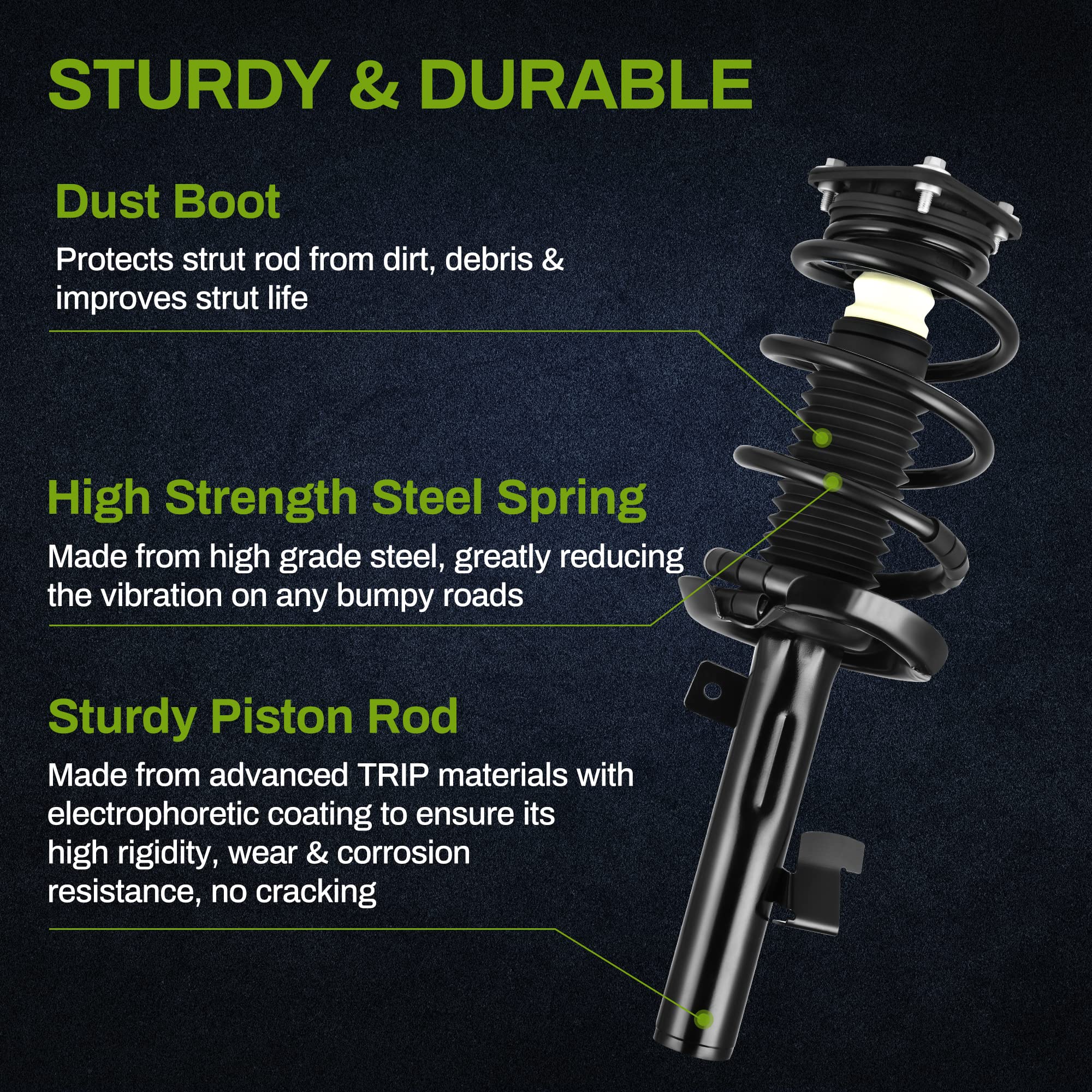 Autosaver88 Front Pair Complete Struts Rear Shocks Assembly Compatible With 2004-2009 Mazda 3, 2006-2010 Mazda 5