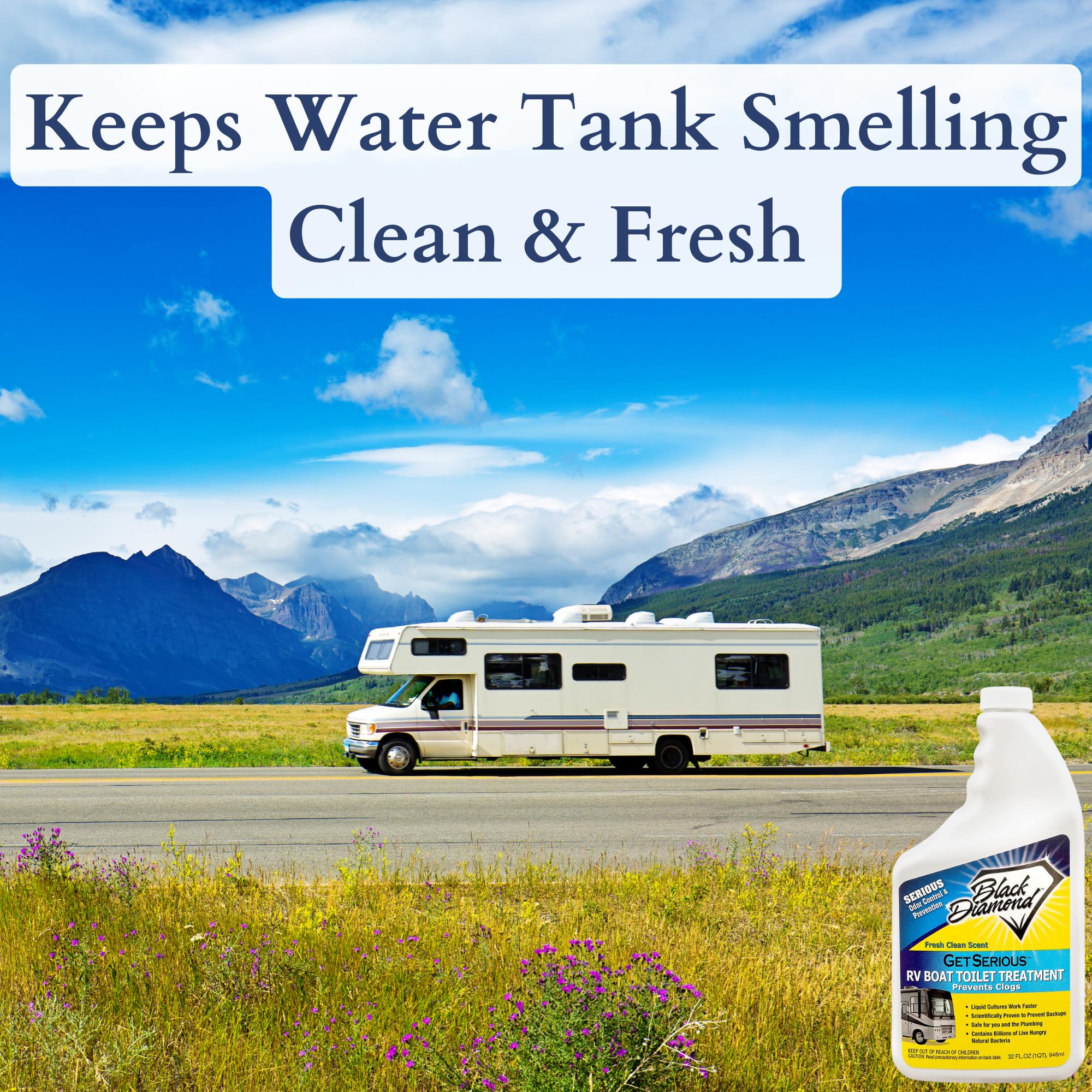 Get Serious Rv, Boat, Camper Chemical Toilet Holding Tank Treatment And Deodorizer. Works Faster Than Tablets Or Packs In Grey A