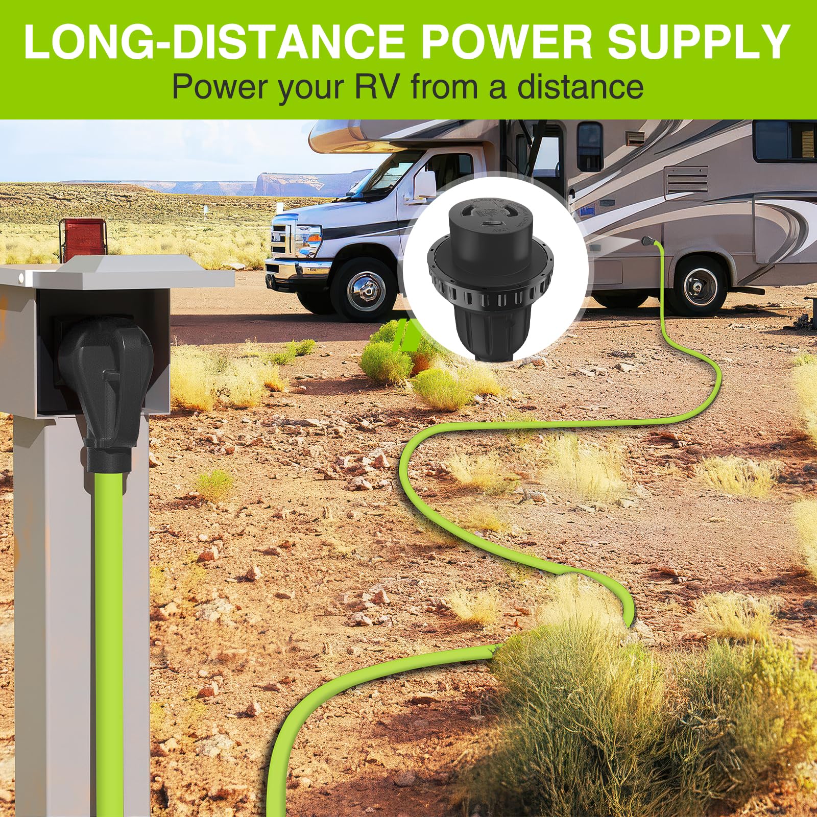 Nilight 50Ft 30 Amp Rv Locking Extension Cord 125V Heavy Duty 10/3 Gauge Pure Copper Stw Wire Ul Etl Listed 3 Prong Tt-30P L5-30