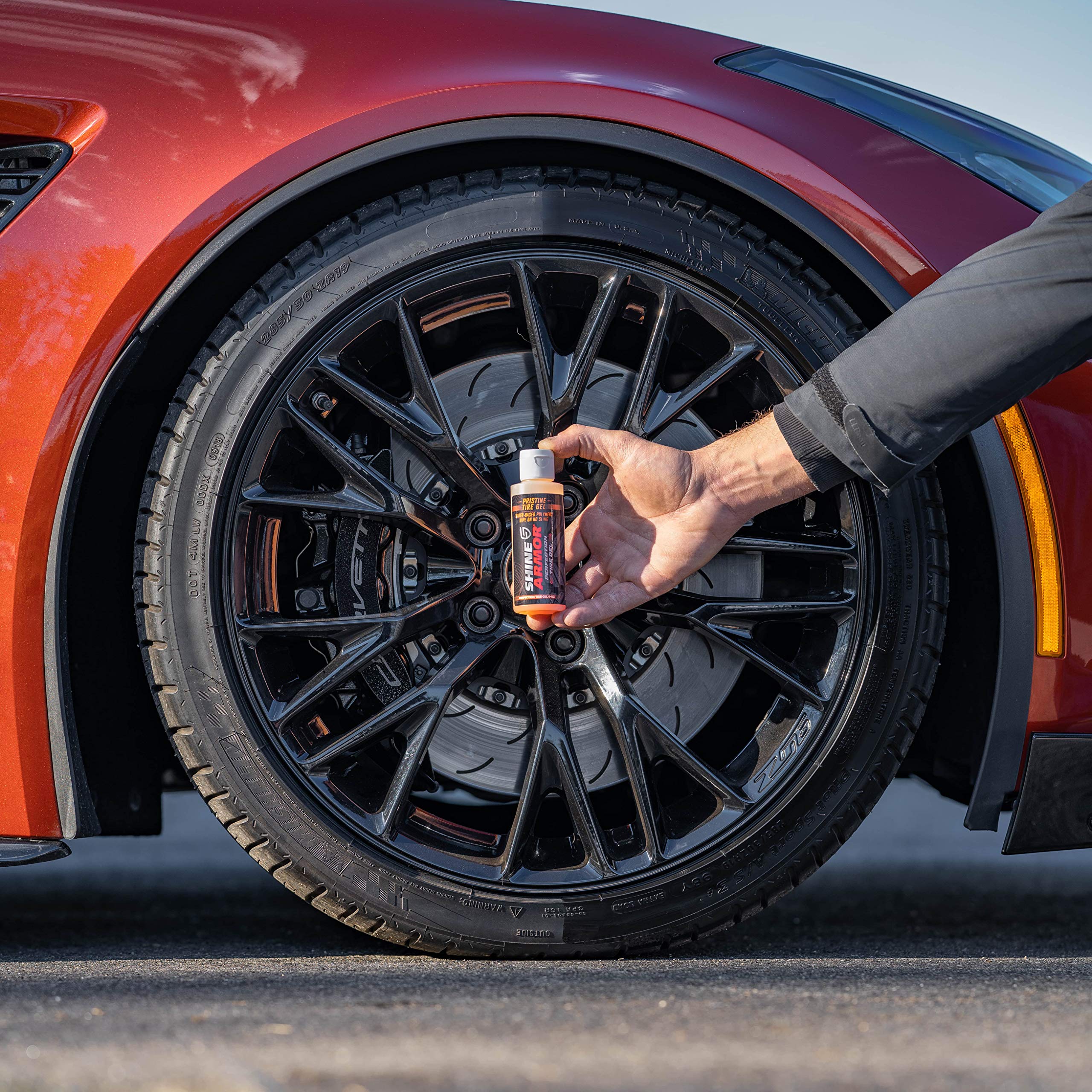 Shine Armor Tire Shine Gel Dressing & Pristine Cleaner Car Care For Wheels & Tires With No Sling Formula Wet Look Keeps Tires Bl