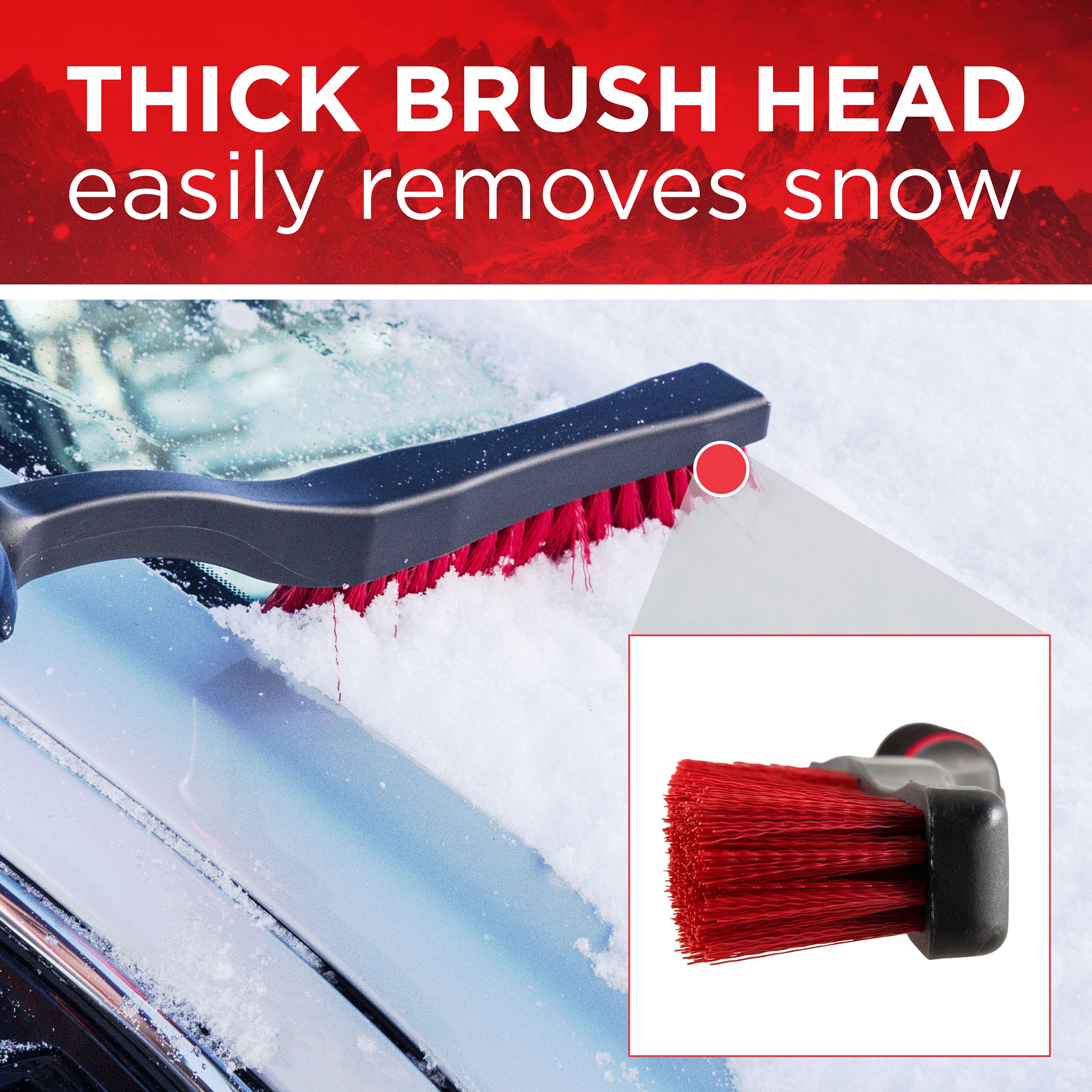 Mallory 532 Snow Brush with Ice Scraper for Cars, Trucks, SUVs - 26" Red and Blue Plastic Design