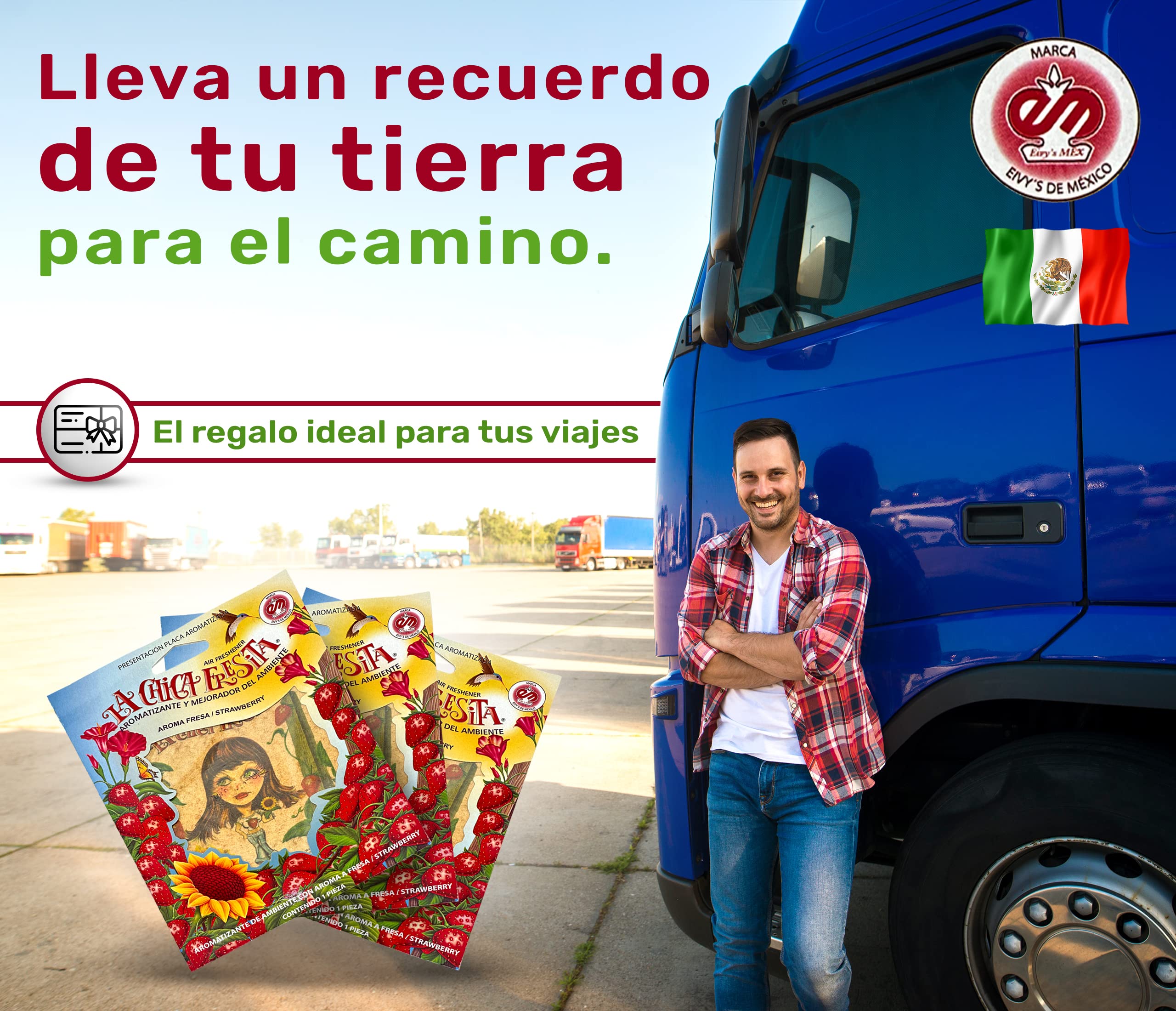 3Pcs La Chica Fresita Car Air Freshener - 4 Weeks Long-Lasting Strawberry Scent - The Must-Have Rear View Mirror Hanging Accesor