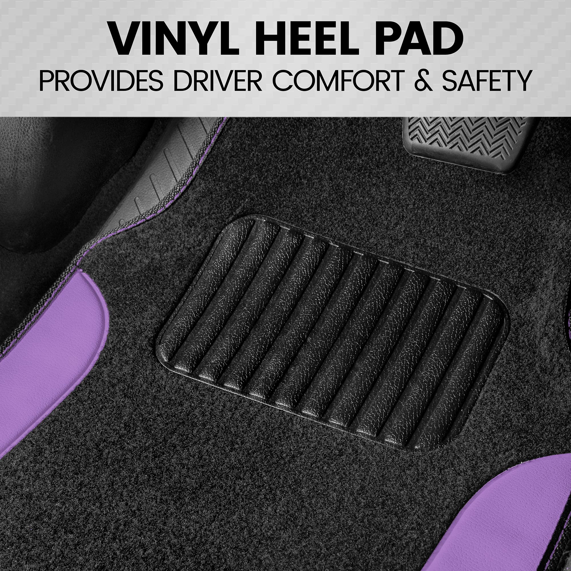 Bdk Polypro Purple Car Seat Covers Full Set With 4-Piece Car Floor Mats - Two-Tone Fits Most Seat Covers For Cars With Carpet Fl
