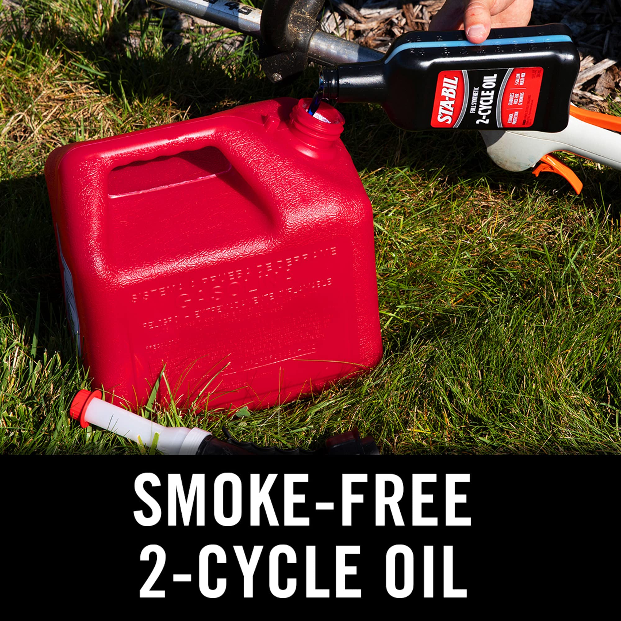 Sta-Bil Full Synthetic 2-Cycle Oil - With Fuel Stabilizer For Up To 12 Months Protection - 5 Gallon Multi-Mix - 50:1/40:1 Mix Ratios - Low Smoke Formula, 13 Fl. Oz. (22404)