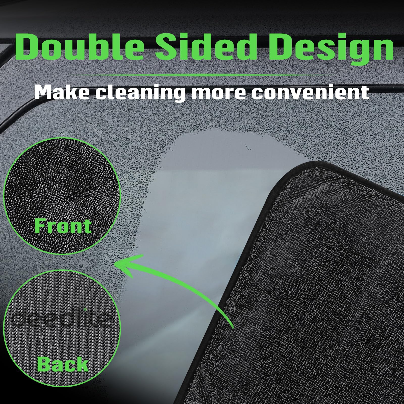 Deedlite Shiny Bath Wipes Shower Cleaning Cloths, Premium Car Drying Towel | Ultra Absorbent Twisted-Loop Design| Microfiber Tow
