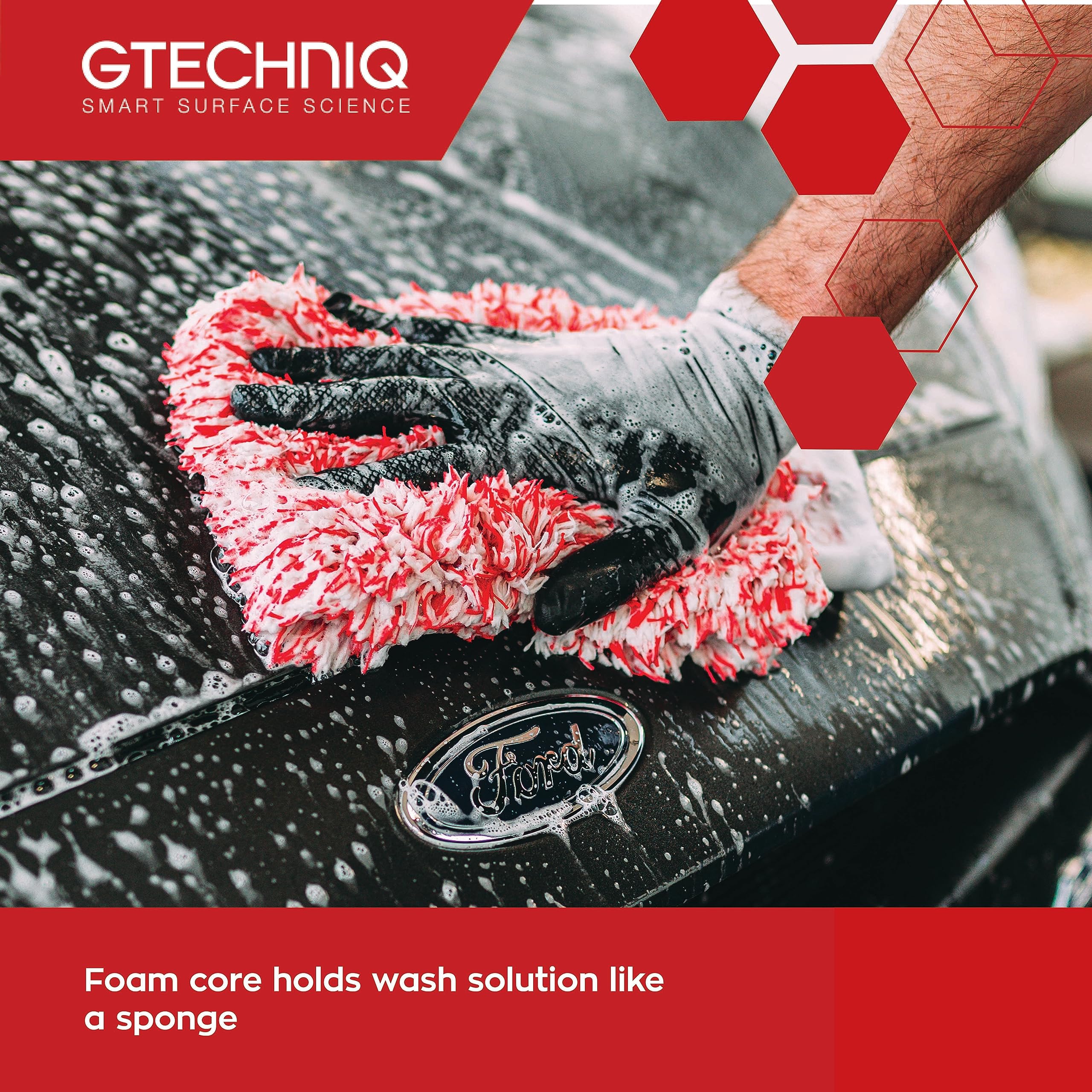 Gtechniq Wm2 Microfibre Wash Mitt - Ultra Low Friction Washcloth, Soft Glide Minimises Swirl Marks - Holds Maximum Volume Of Soa