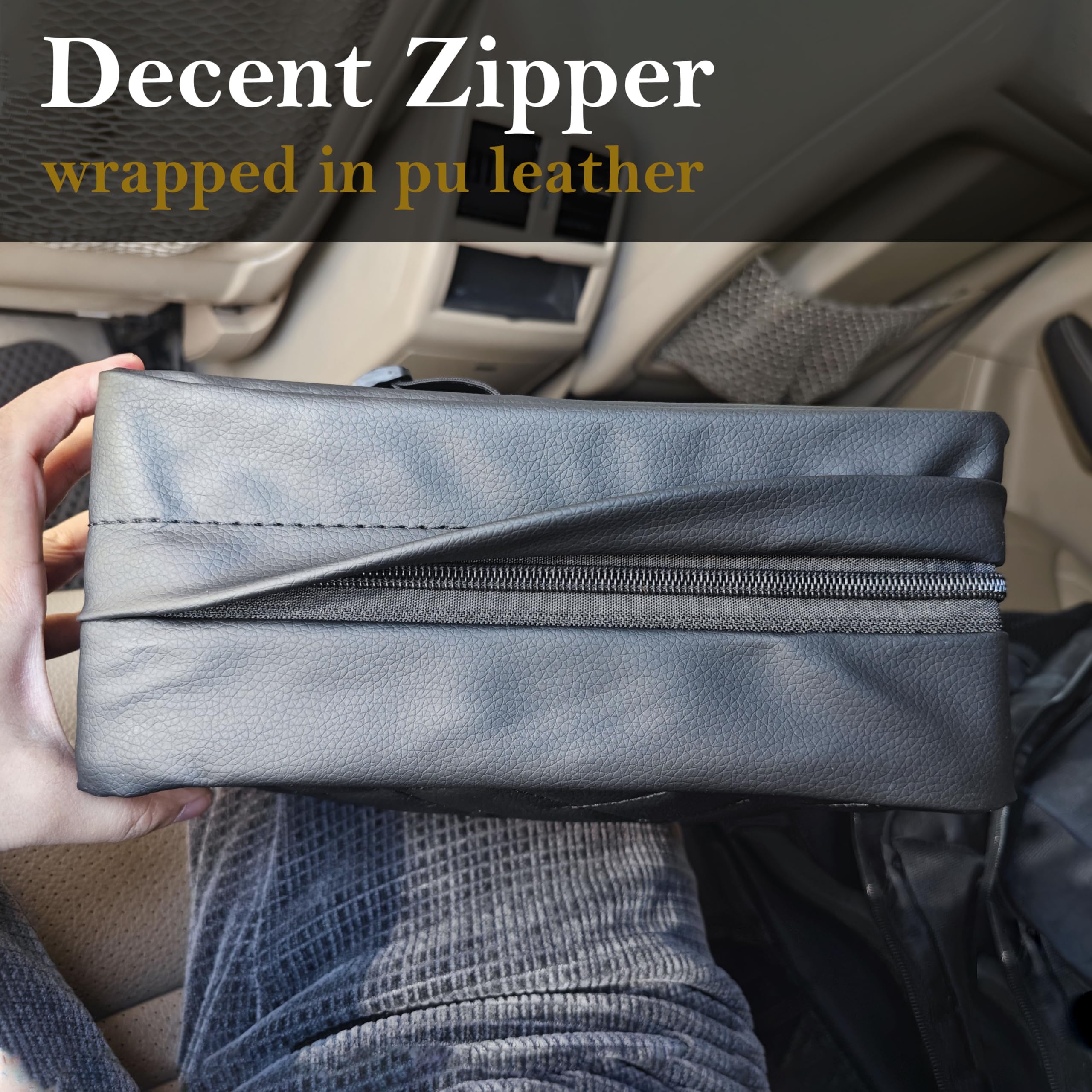 Car Tissue Holder For 120 Standard Tissue,Leather Pu Tissues Box Cover For Car Backseat,Extra Large Rectangle Napkin Holder Soft