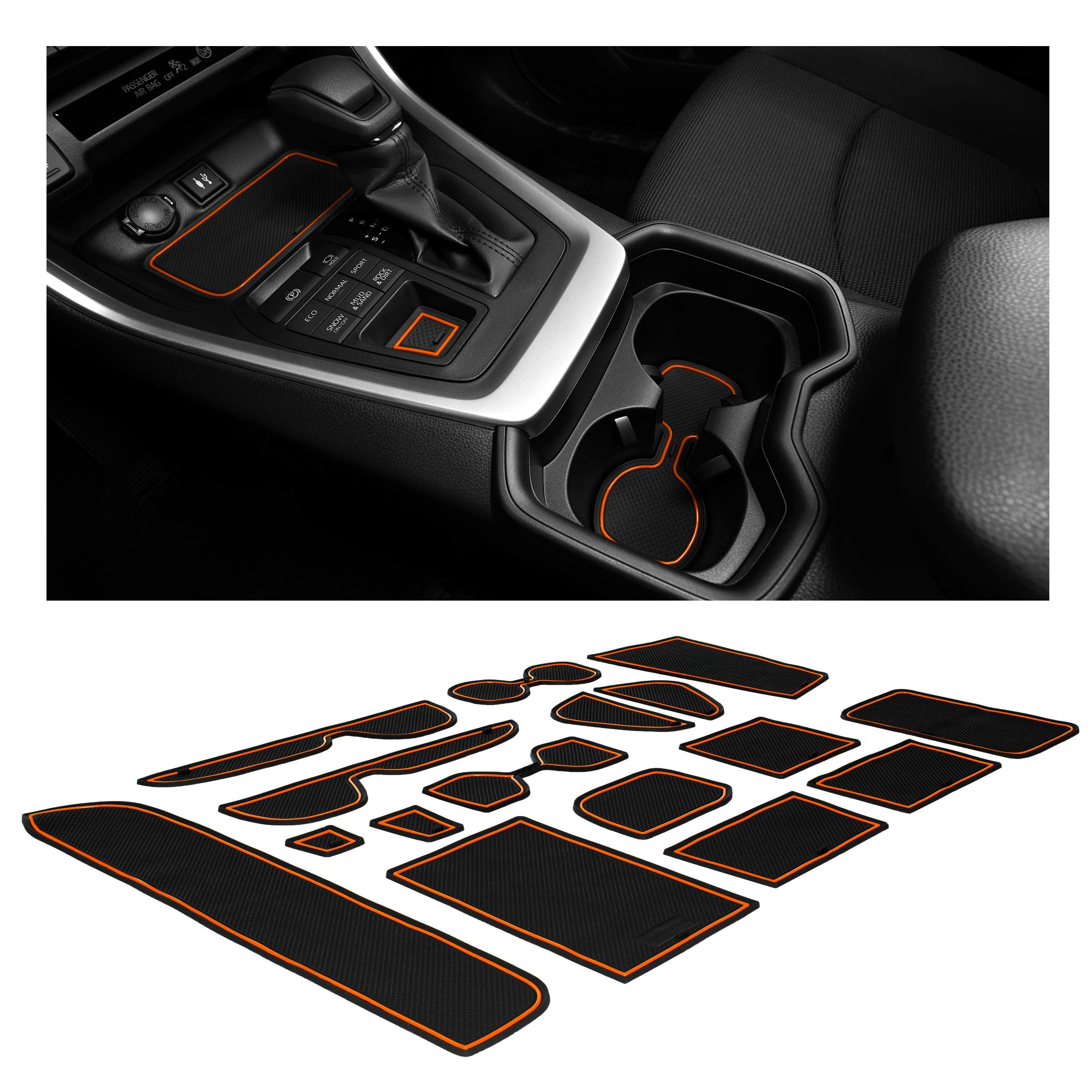 CupHolderHero Fits Toyota RAV4 2019-2024 Accessories, Premium Custom Non-Slip Anti-Dust Cup Holder Inserts, Center Console Liner