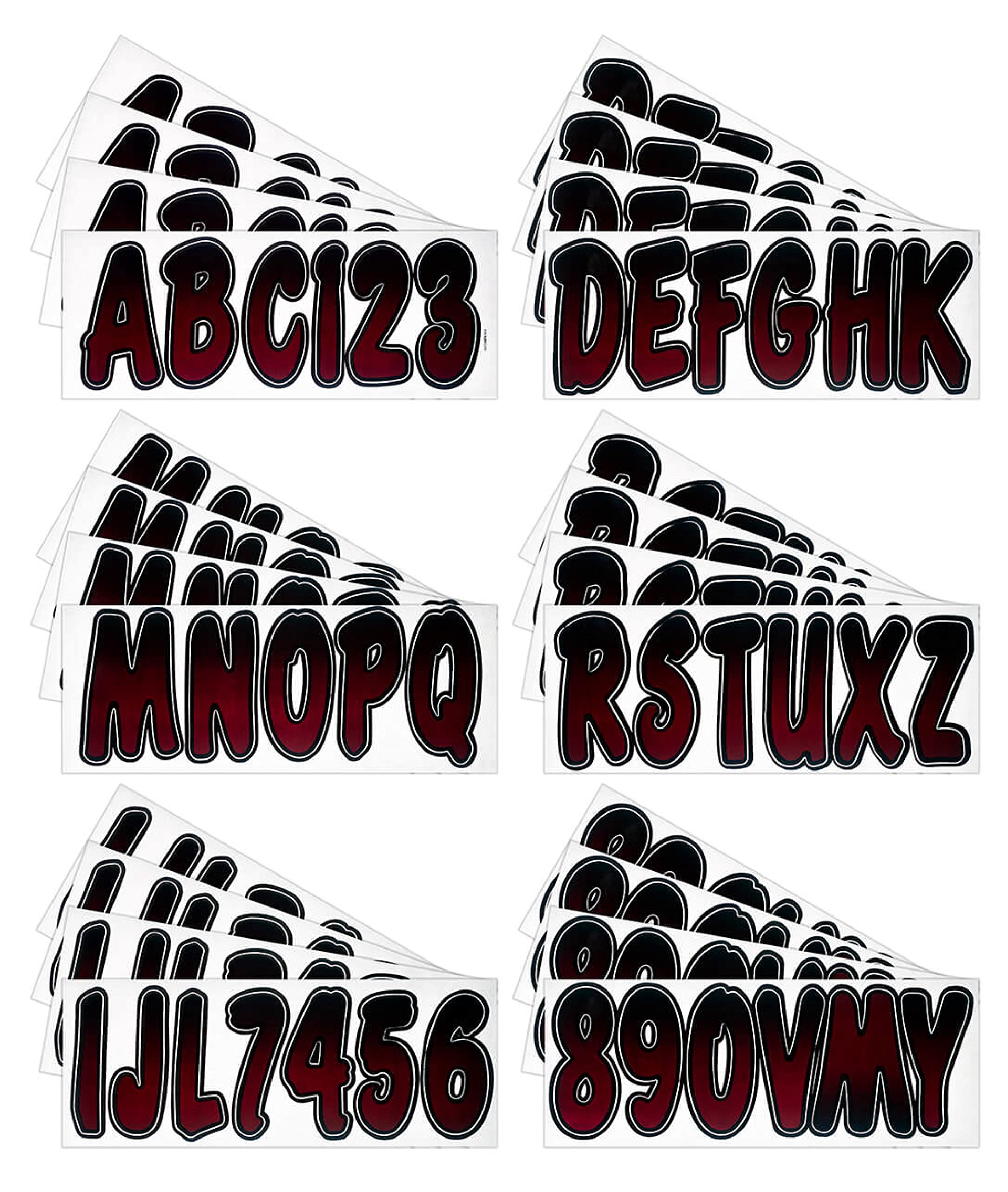 Hardline Products Series 200 Factory Matched 3-Inch Boat & Pwc Registration Number Kit, Burgundy/Black - Rubkg200