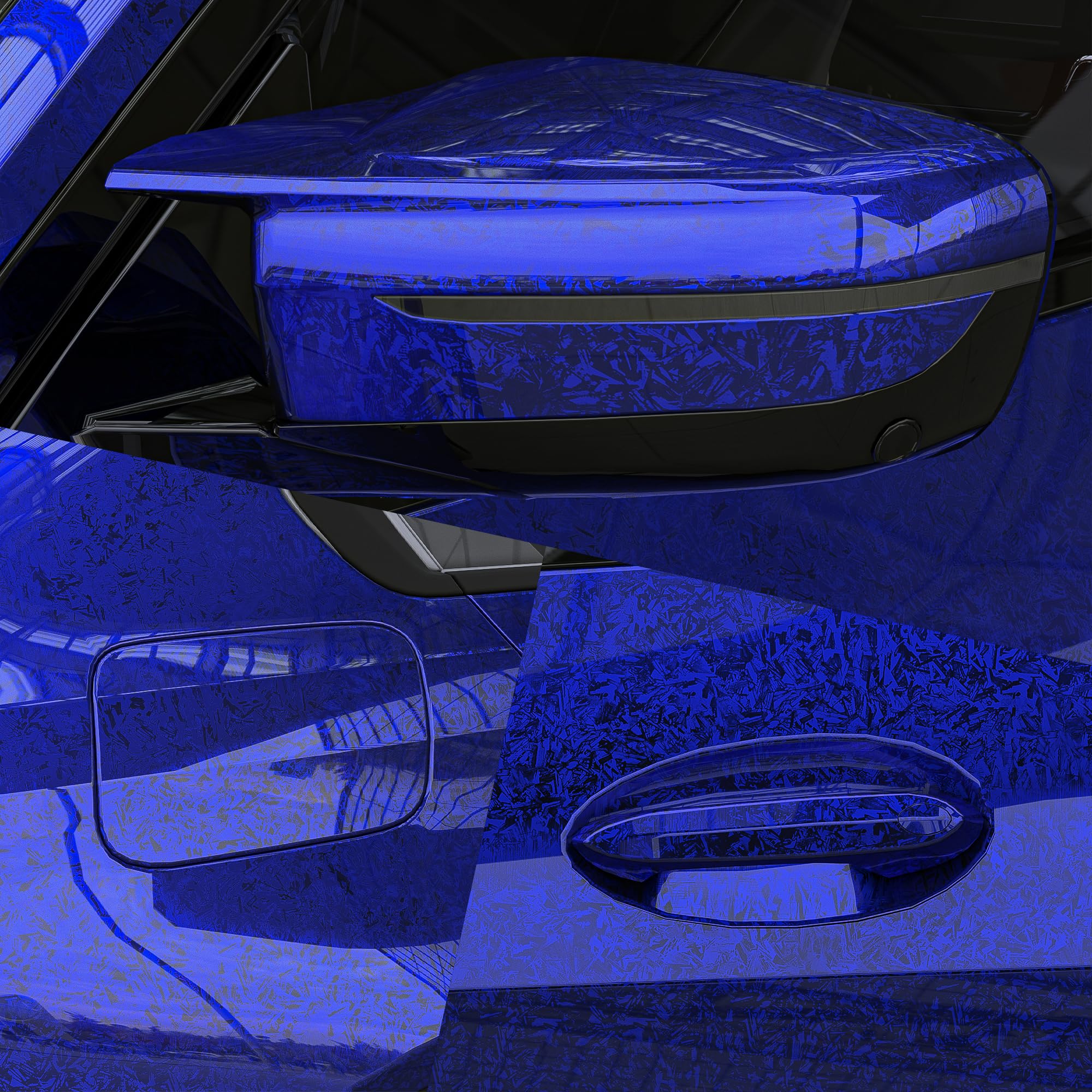 Lypumso Eletroplated Forged Carbon Fiber Vinyl Wrap, Gloss Blue Plating Chrome Mirror Car Wrap Vinyl Diy Auto Sticker Decal Film