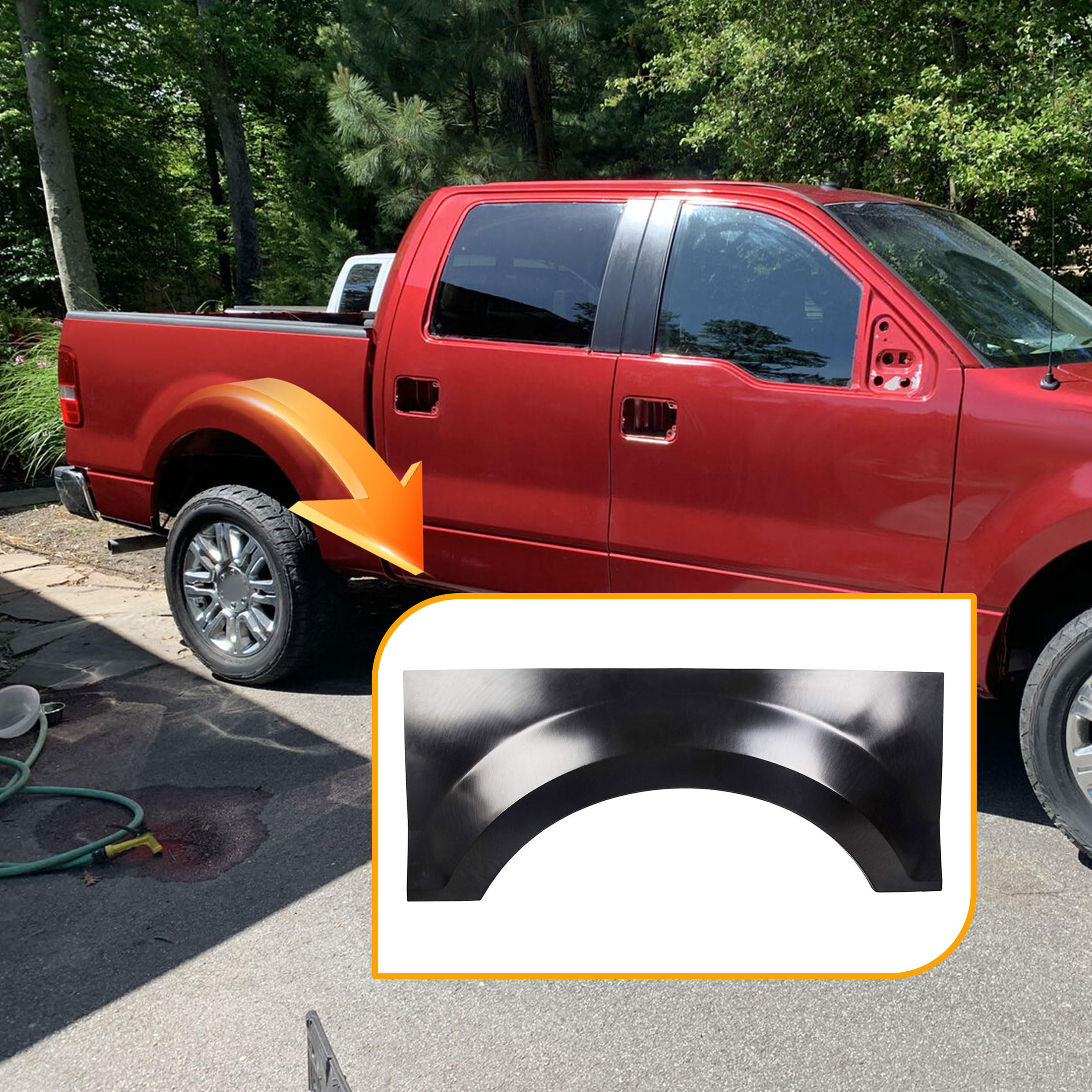 Ecotric Rear Wheel Arch Repair Panel Compatible With 2004-2008 Ford F-150 F150 Truck Pickup, Replacement Rear Upper Bed Wheel Rust Repair Patch Quarter Panel Driver & Passenger Side