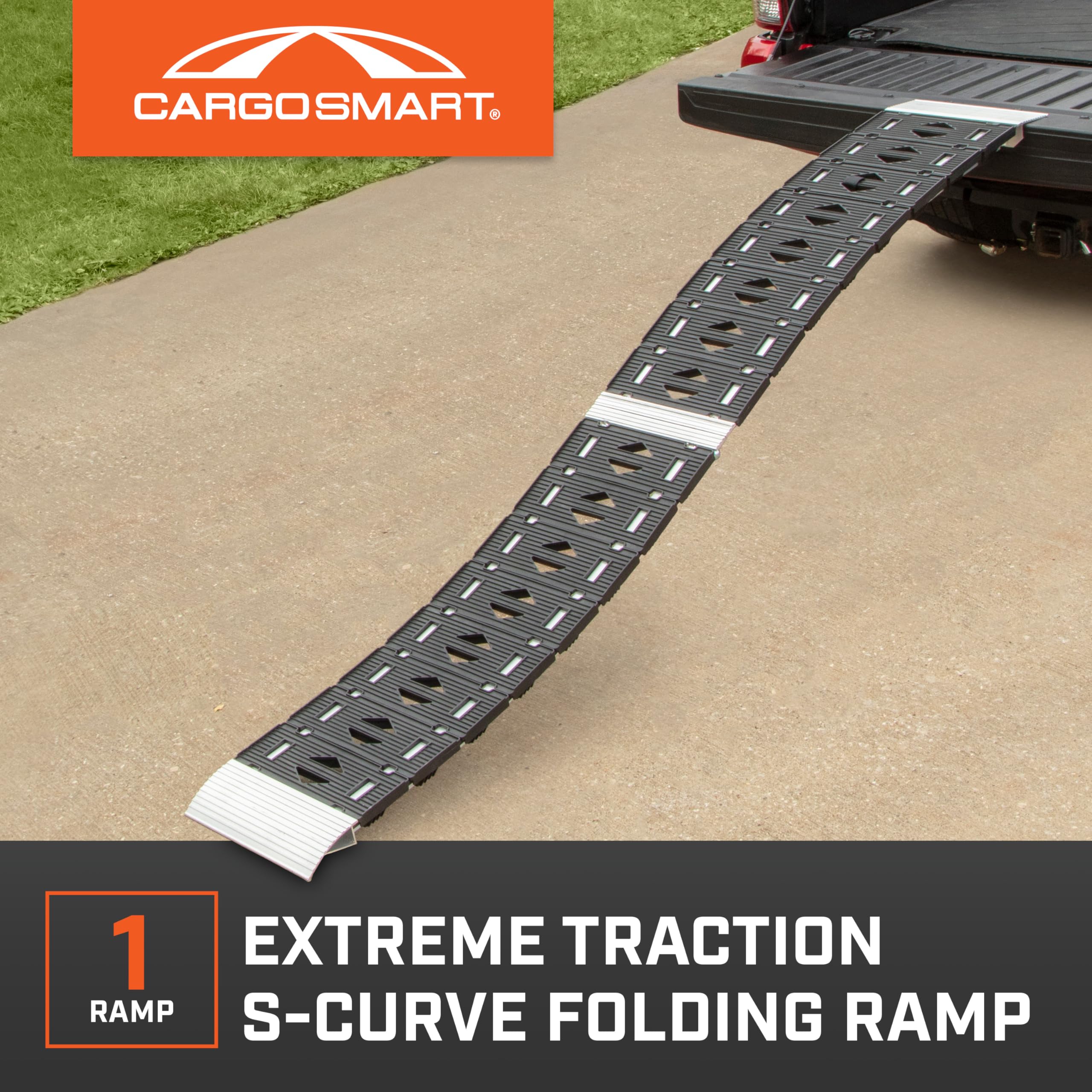 Cargosmart 3086, Hybrid S-Curve Centerfold Ramp, For Use Easily And Safely Loading & Unloading Lawn Equipment, Motorcycles, Atvs