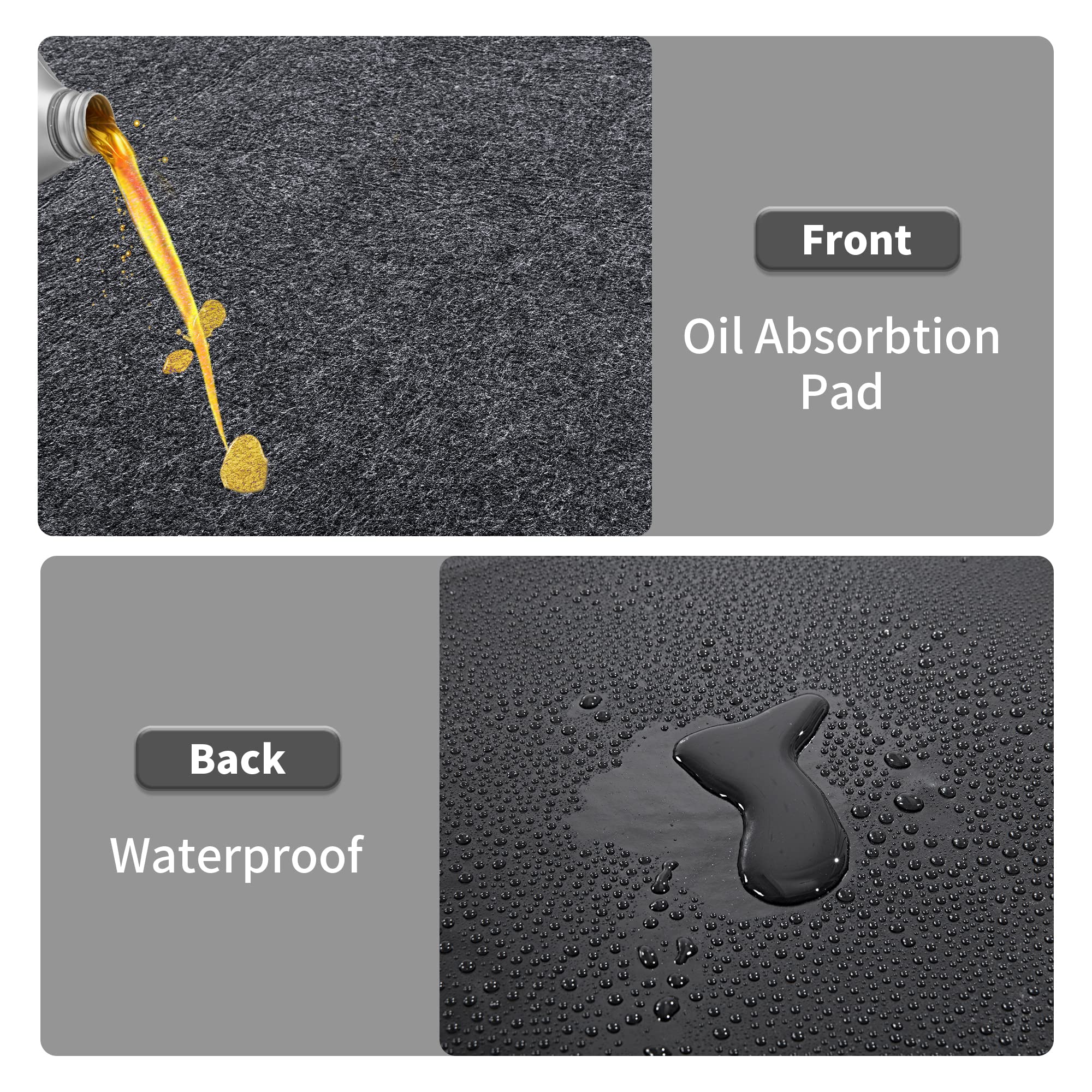 HOMBYS Extra Large Garage Floor Mats for Under Car, Dark Grey Garage Flooring Rug, Motorcycle Oil Spill Mat, Absorbent Oil Garag