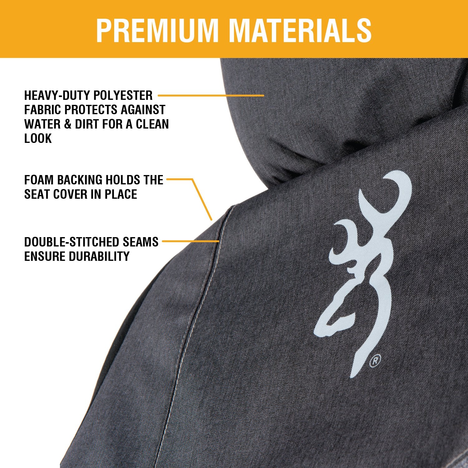 Browning Universal Front And Bench Seat Covers, Water Resistant For Car, Truck, And Suv, Chevron (Heather Black)