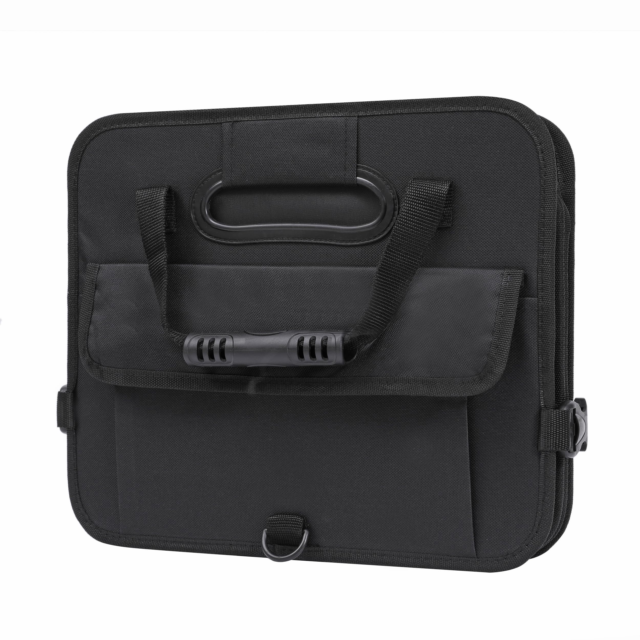 Aokjoy Car Trunk Organizer With Lid Storage Collapsible Multi Compartment Adjustable Straps For Suv, Truck, Sedan(Black) Xl