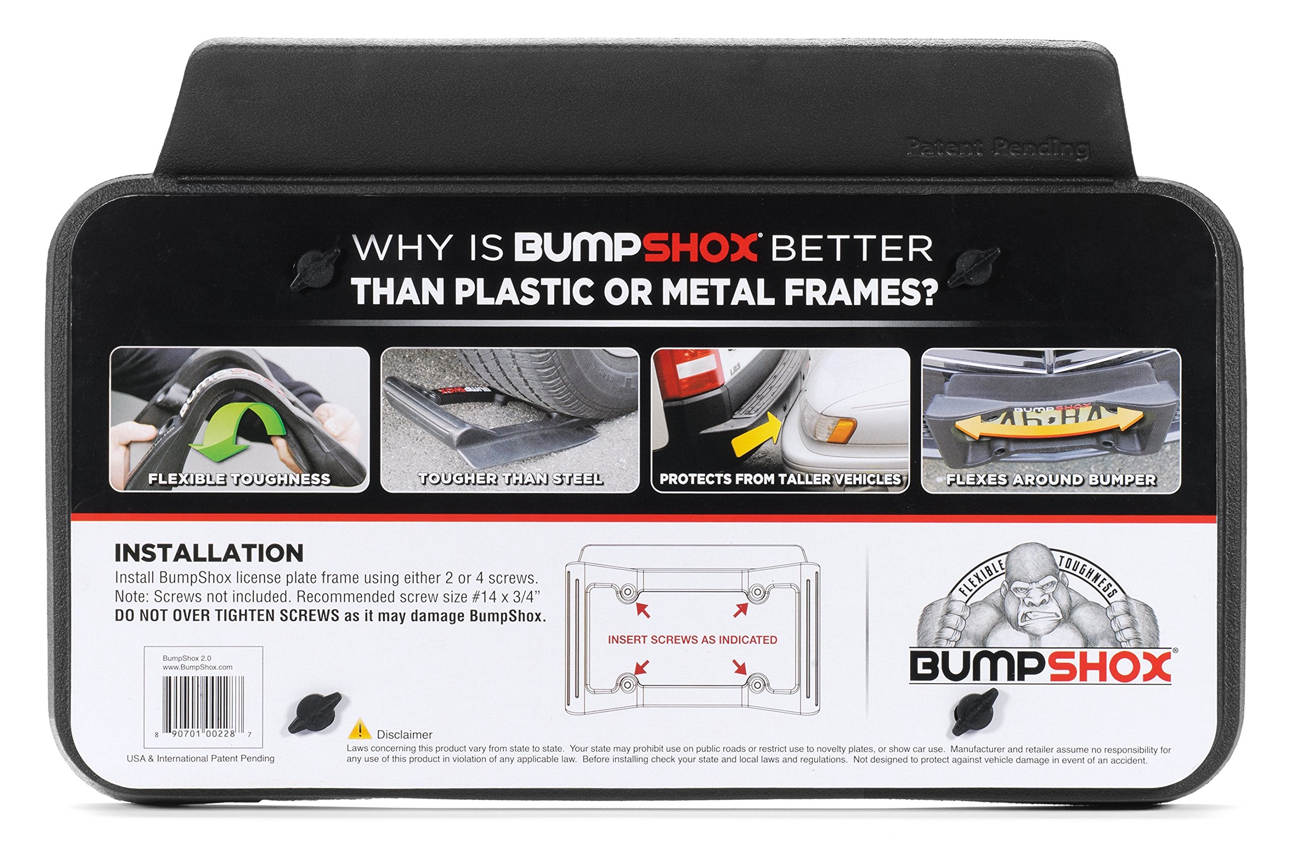 BumpShox - The Original Front Bumper Guard & Front Bumper Protection License Plate Frame. Tougher Than Steel! (BumpShox 2.0 (1.5