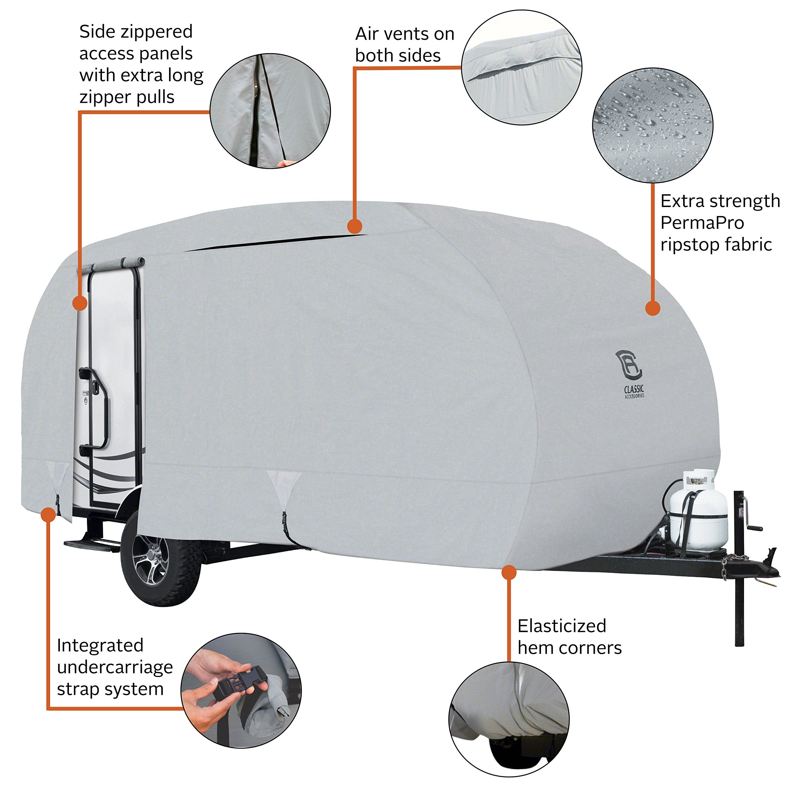 Classic Accessories R-Pod RV Cover, Fits 17' 7" Trailers, Grey Fabric, Model 80-257-171001-00