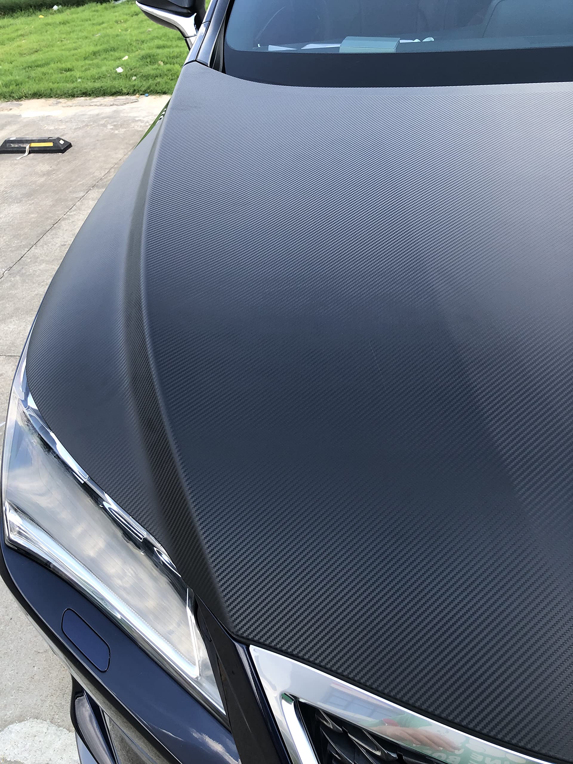 Lzlrun 3D Black Carbon Fiber Vinyl Wrap Roll With Air Release - Outdoor Rated For Automotive Use - 4Ft X 10Ft