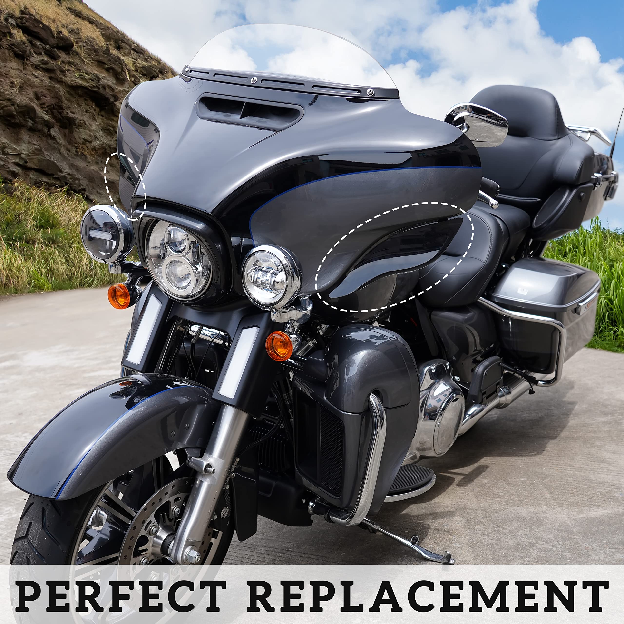 Veisutor Motorcycle Adjustable Air Deflector Fairing Side Wings Windshield Adjustable Wind Deflectors Fairing Side Shield For Ha