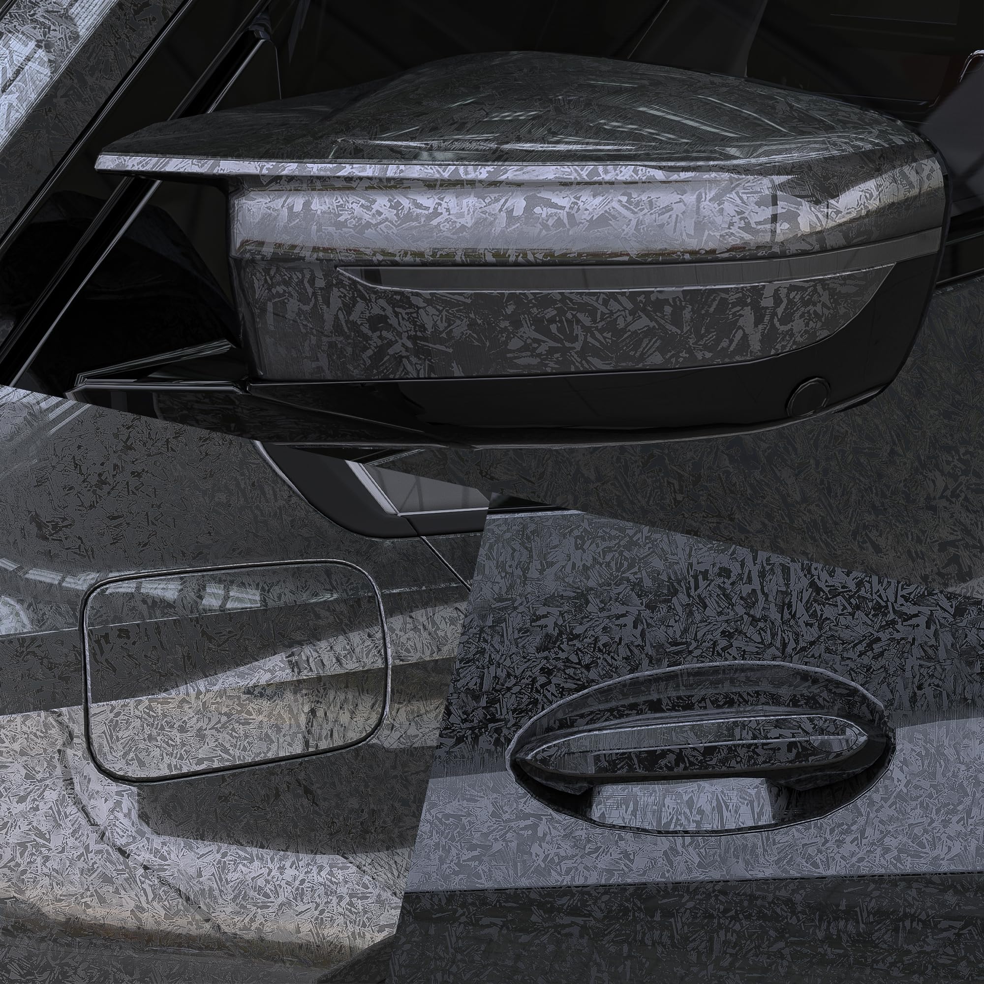 Lypumso Eletroplated Forged Carbon Fiber Vinyl Wrap, Gloss Black Plating Chrome Mirror Car Wrap Vinyl Diy Auto Sticker Decal Fil