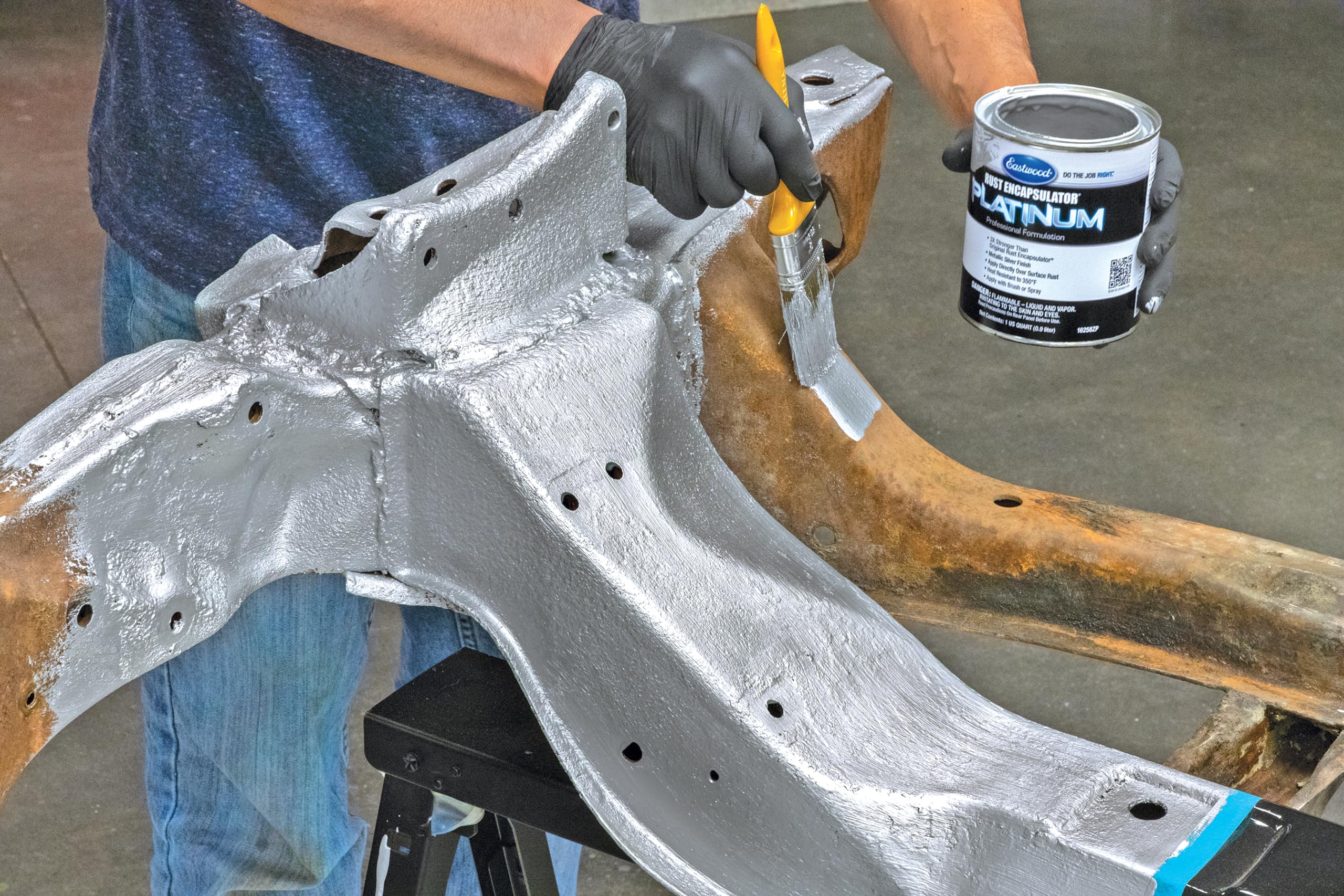 Eastwood Rust Encapsulator Platinum Pint - UV Resistant Aluminum Coating, 16 Fl Oz, Silver - High-Tech Automotive Rust Preventive Paint