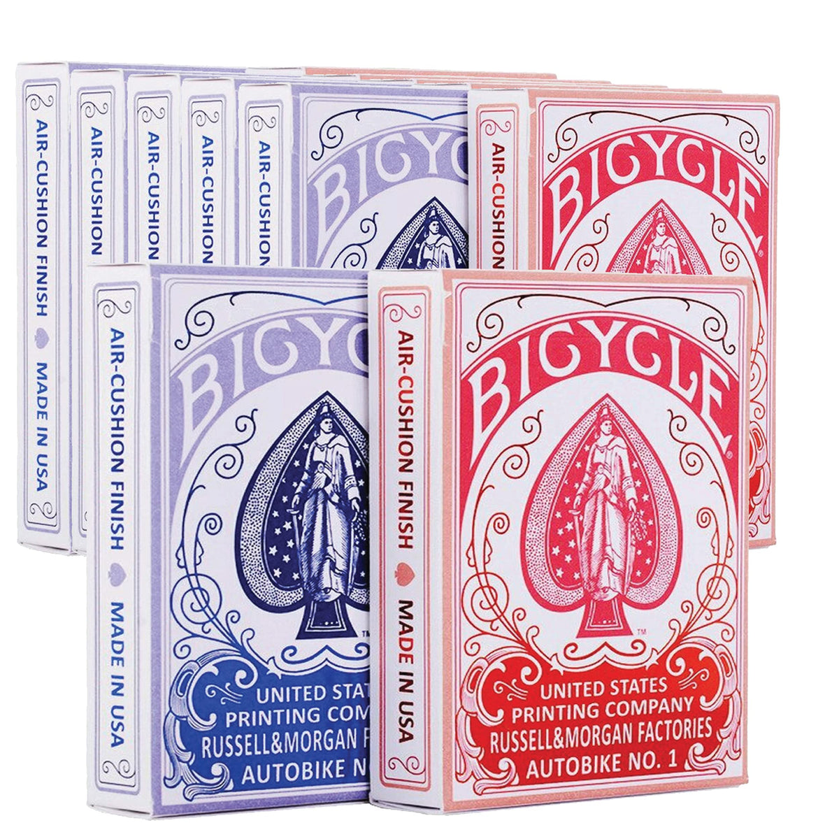 Bicycle Playing Cards 6 Deck Autobike No.1, 3 Red, 3 Blue Playing Card Decks