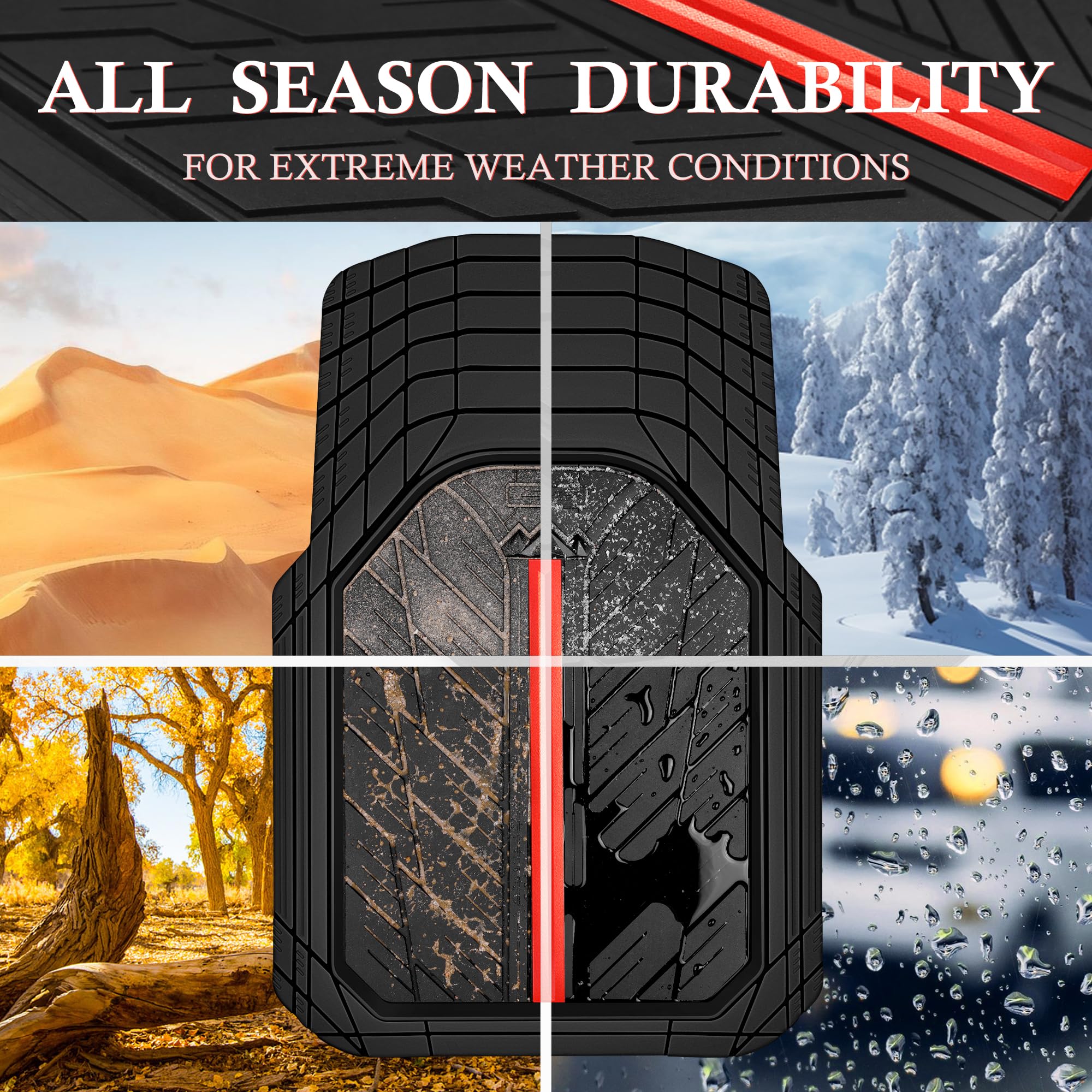 Car Pass Metal Medium Rubber Floor Mats For Car Heavy Duty Car Mats All Weather, Universal Trim To Fit For Truck Suv Vehicle Aut