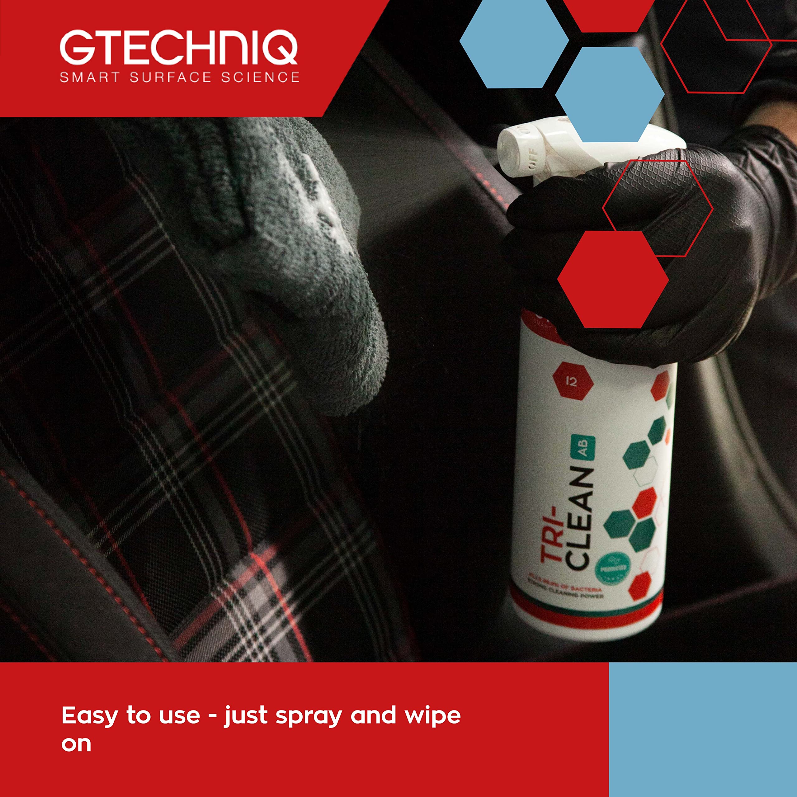 Gtechniq - I2 Tri-Clean - All-Surface Automotive Interior Odor Absorber; Ensure Surfaces Remain Fresh; Remove Dirt Attracting Re