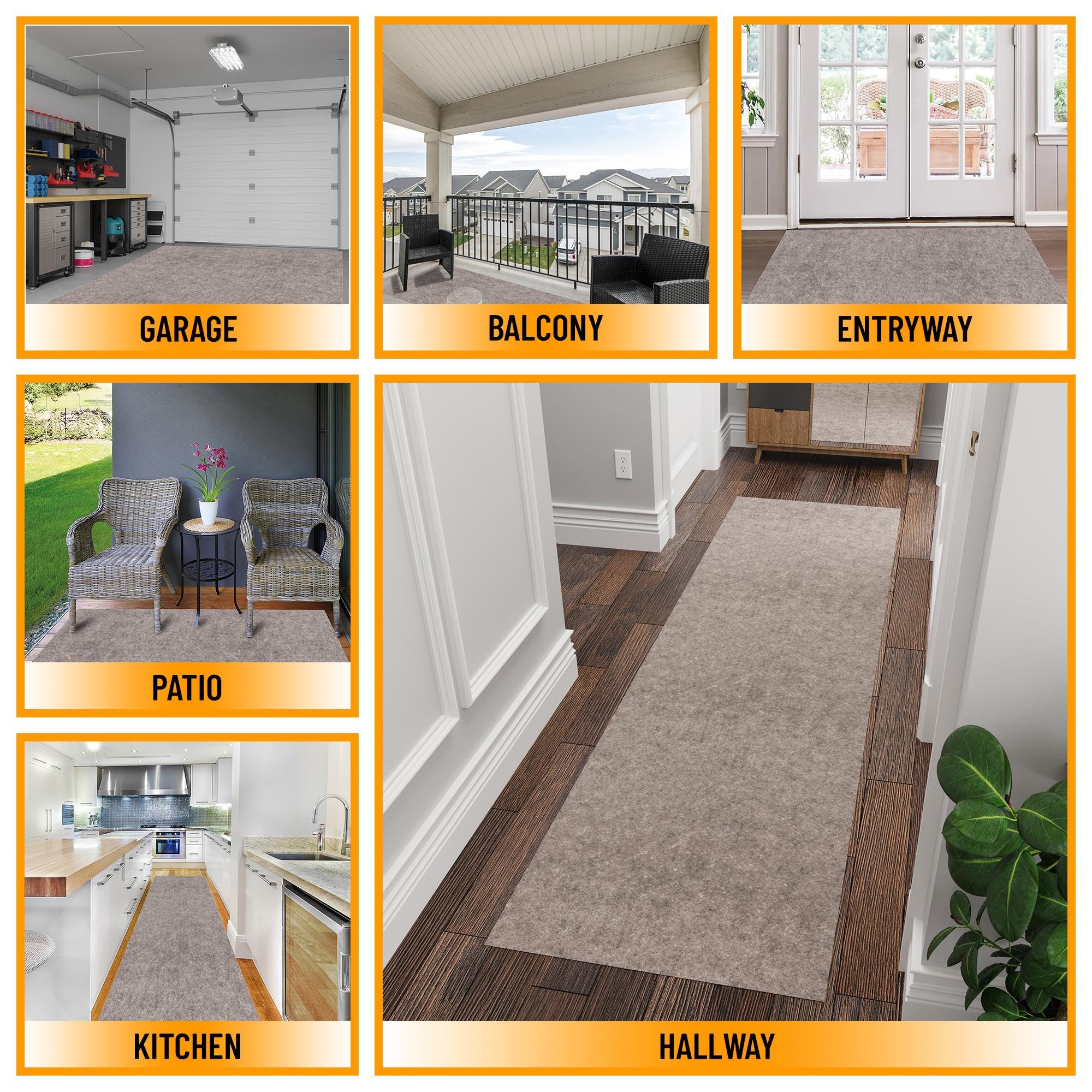 Ottomanson Solid Design Non-Slip Rubberback 3X5 Indoor/Outdoor Area Rug For Entryway, Living Room, Bedroom, Kitchen, Bathroom, P