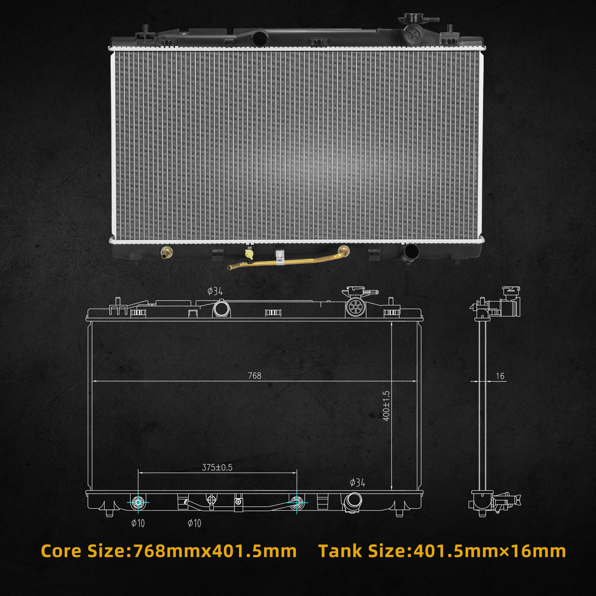 Dwvo Radiator Compatible With 2005 2006-2012 Avalon 2007 2008 2009 2010 2011 Camry 2009-2013 2014 2015 2016 Venza 3.5L V6