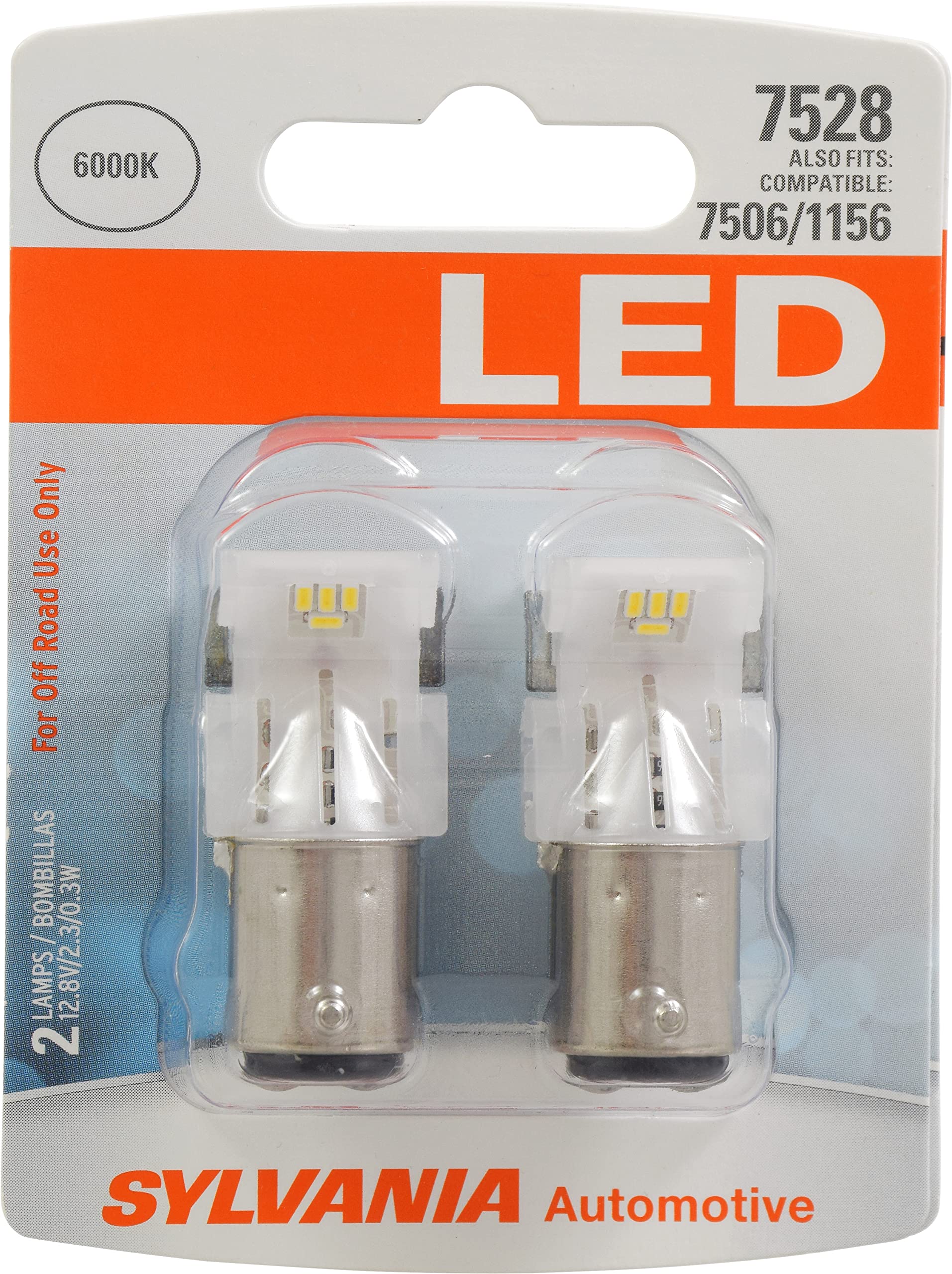 SYLVANIA - 7528 LED White Mini Bulb - Bright LED Bulb, Ideal for Daytime Running Lights (DRL) and Back-Up/Reverse Lights (Contai