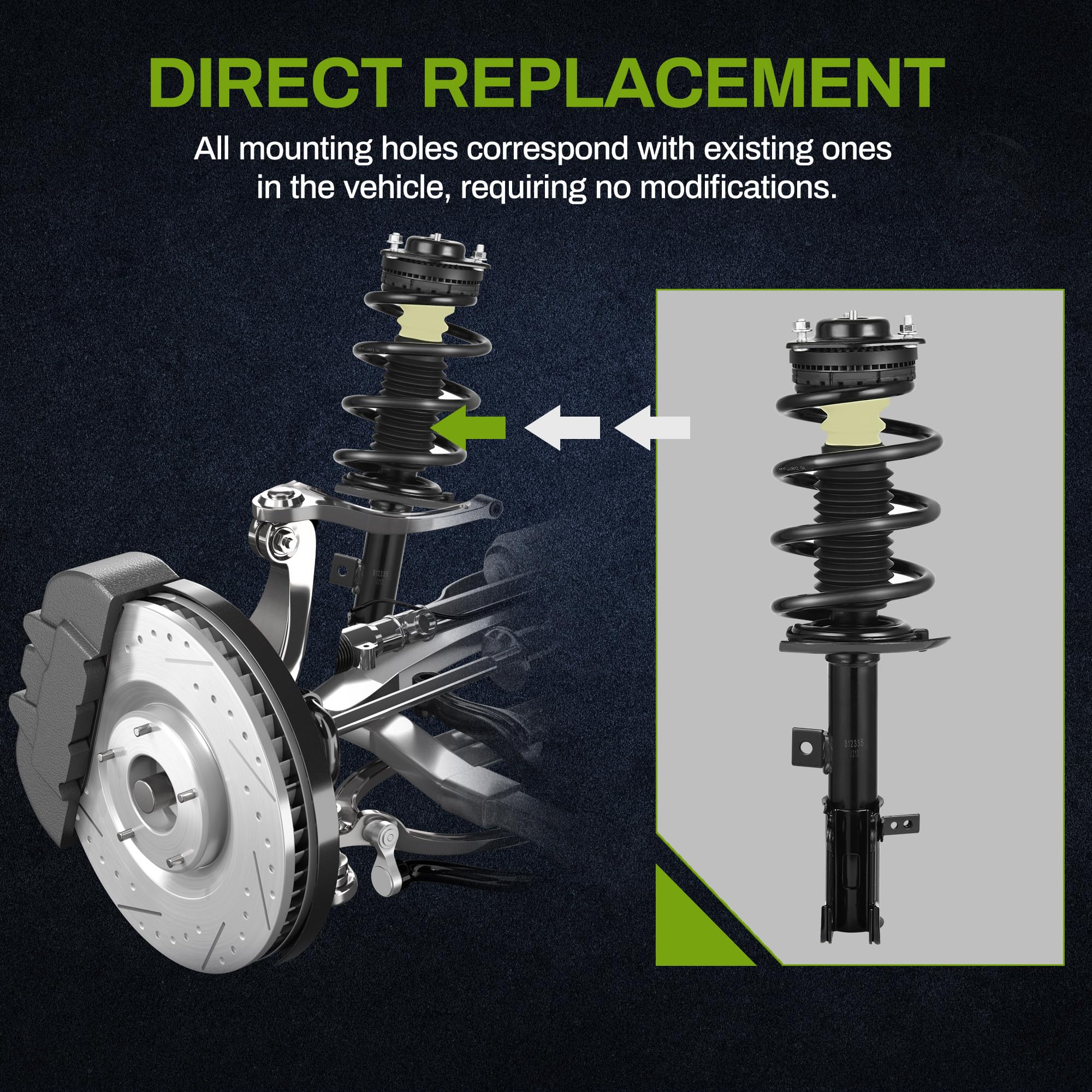 Autosaver88 Front Pair Complete Struts Shocks Assembly Compatible With 2009-2019 Dodge Journey V6