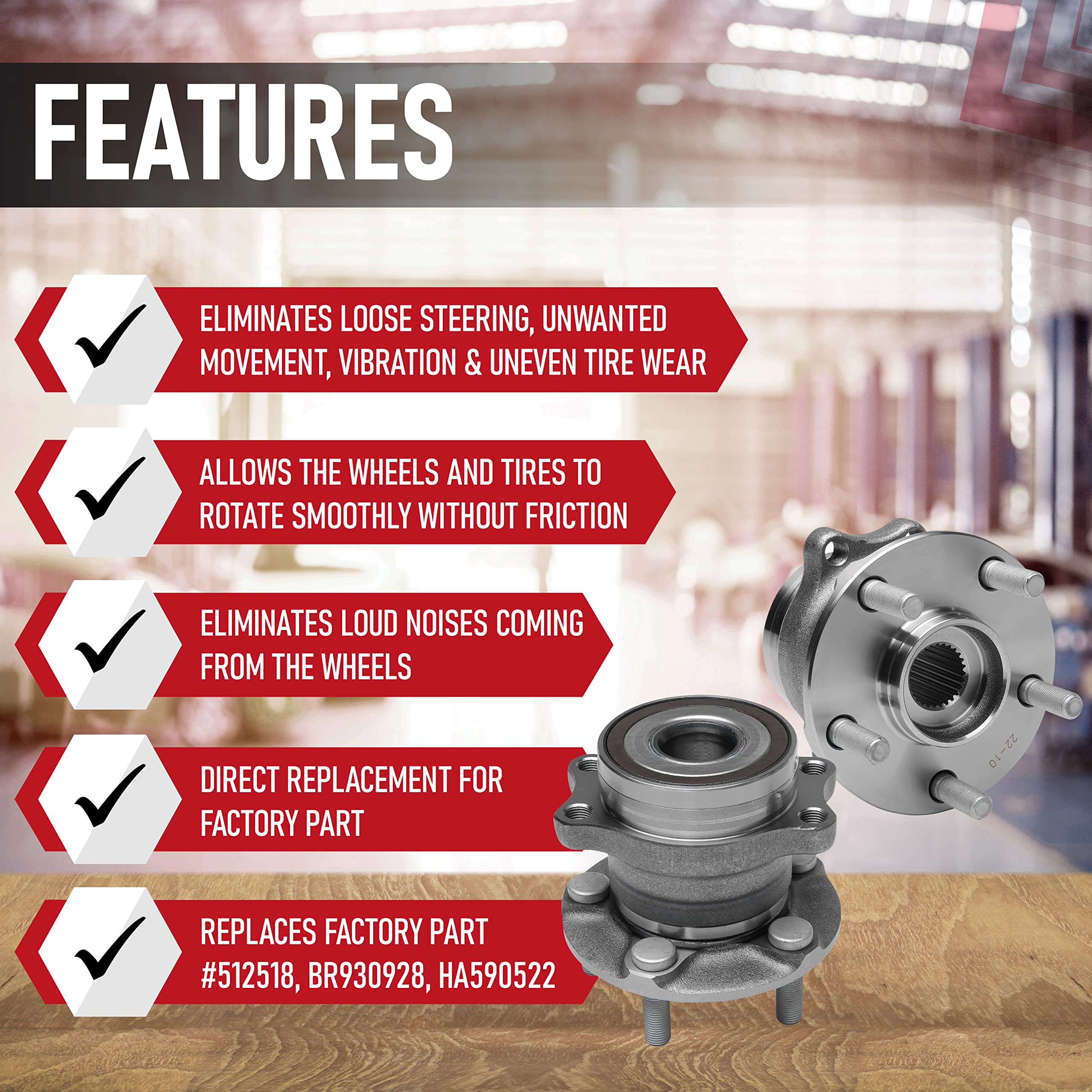 Replacement Rear Wheel Hub Bearing Assembly Set Of 2 - Compatible With Subaru - Crosstrek, Forester, Impreza, Xv Crosstrek - Rep