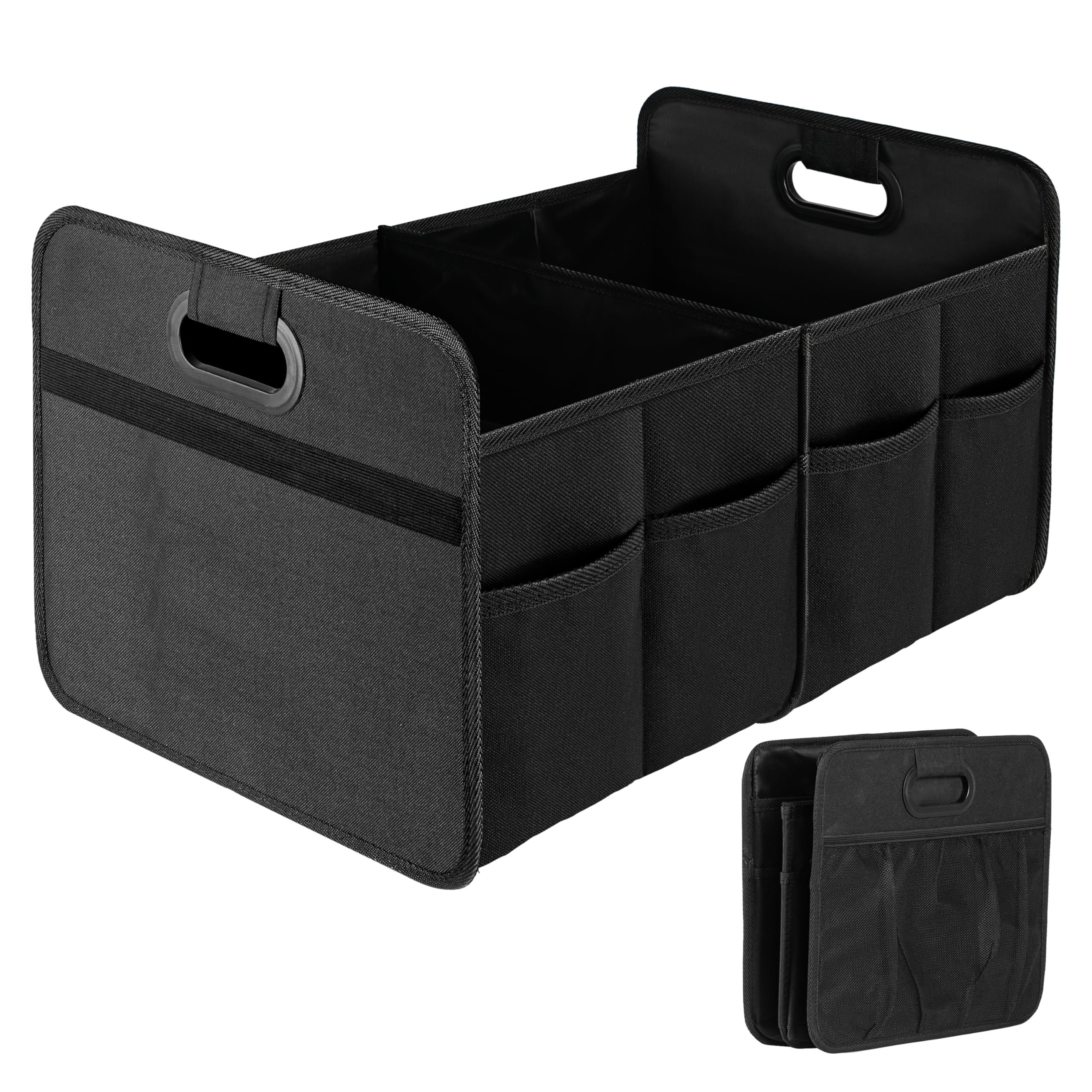 Simple Deluxe Trunk Organizer For Car/Suv, Foldable 2 Compartment 50L Car Storage, 600D Waterproof Oxford Polyester Car Storage