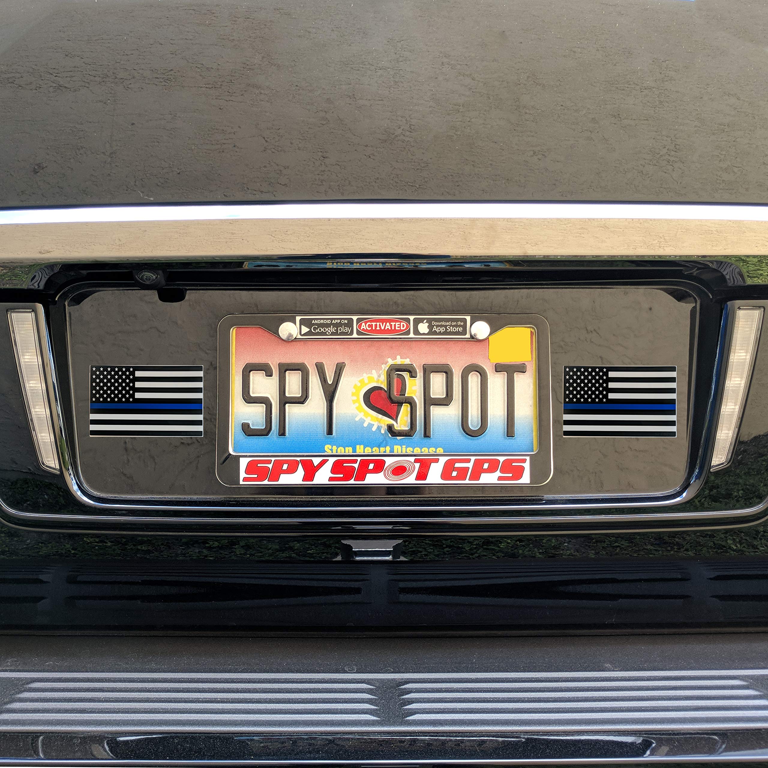 Thin Blue Line Black White And Blue Flag | Set Of 4 | 4''X 2.5'' | Decal Car Stickers American Flag Support Police And Law Enfor