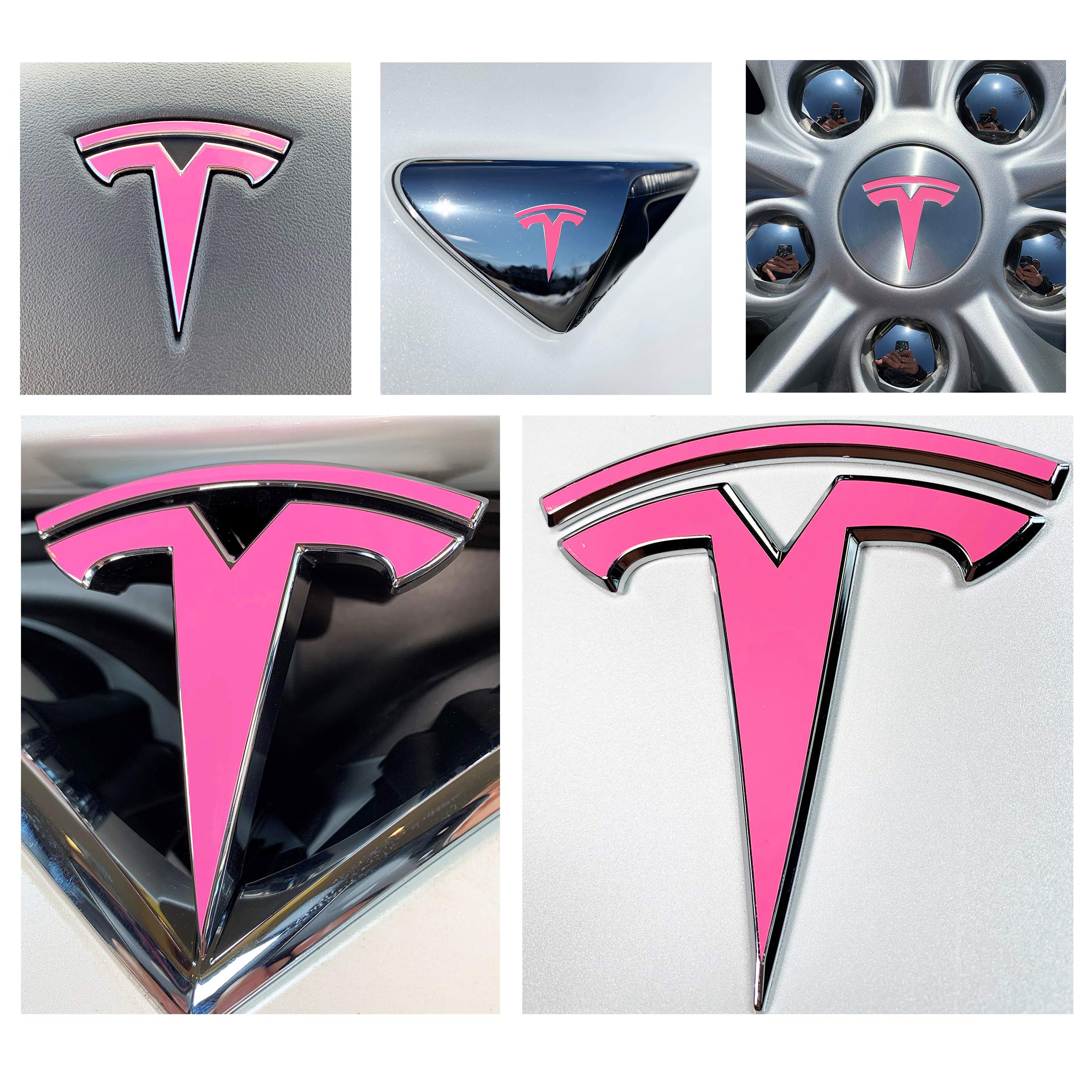 Custom Cut Graphics Logo Decal Wrap for Tesla Model X, 14-pc Set (Gloss Pink)