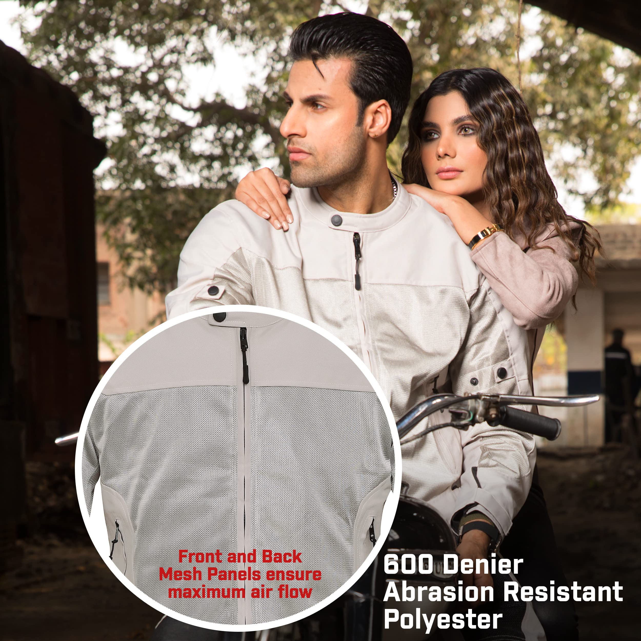 Wicked Stock Mesh Motorcycle Jacket With Armor - Breathable Biker Jacket Men With Ce Level 1 Motorcycle Armor - Lightweight Summer Mens Motorcycle Jackets With Adjustable Cuffs, Biceps & Waist (M)