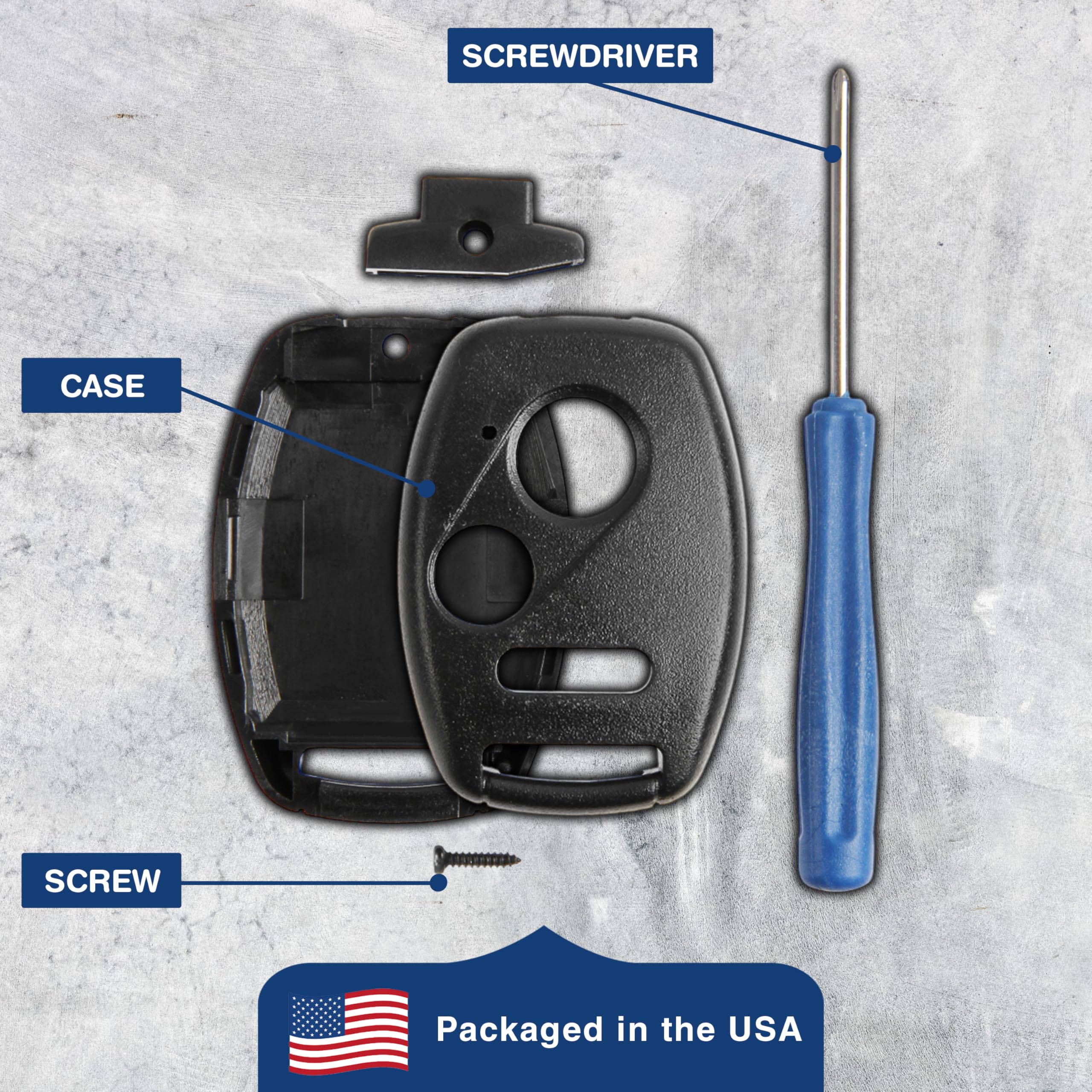 KeylessOption Key Fob Case Replacement for 2002 2003 2004 2005 2006 2007 2008 2009 2010 2011 2012 2013 2014 2015 2016 2017 Honda