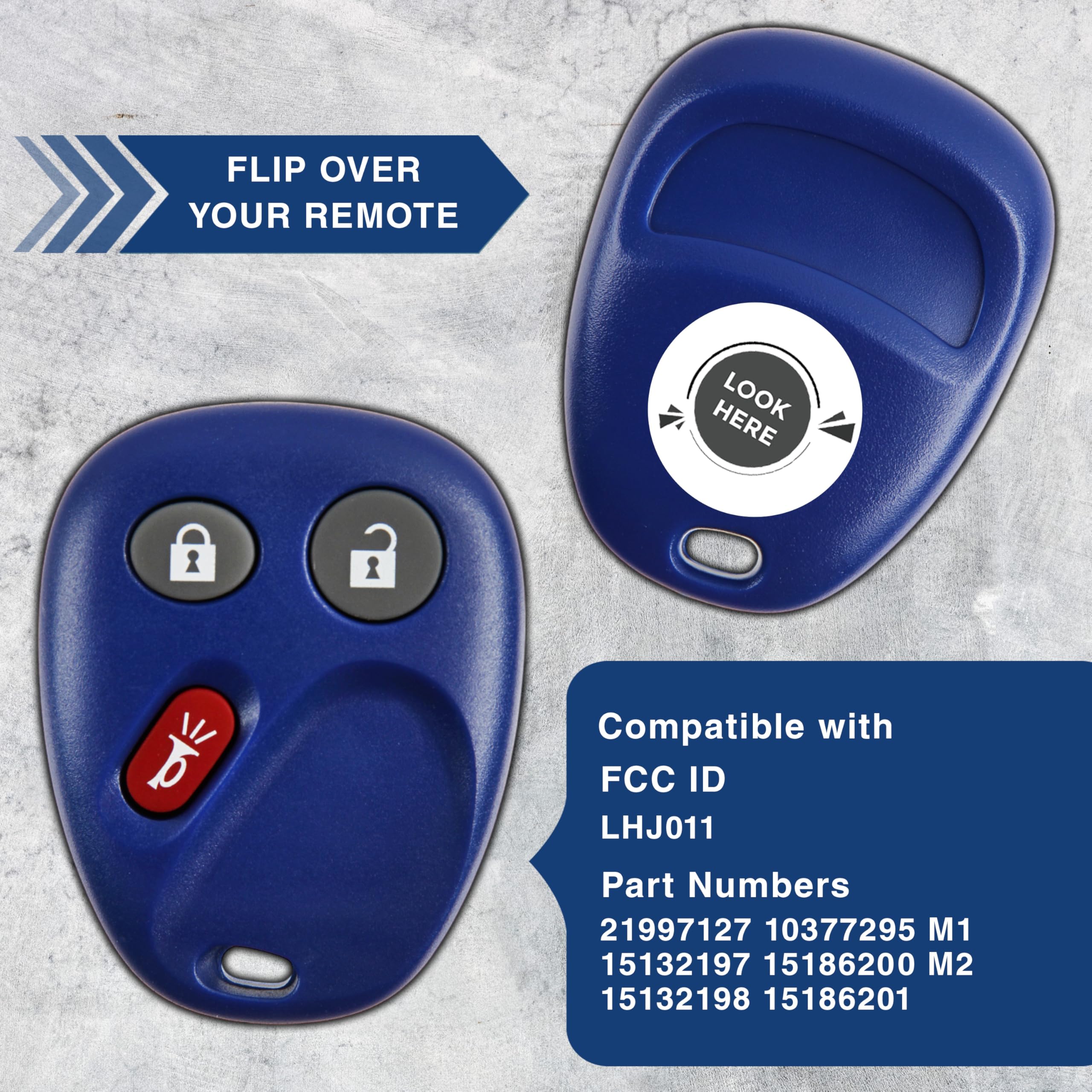 Keylessoption Keyless Entry Remote Control Car Key Fob Replacement For Lhj011 -Blue (Pack Of 2)